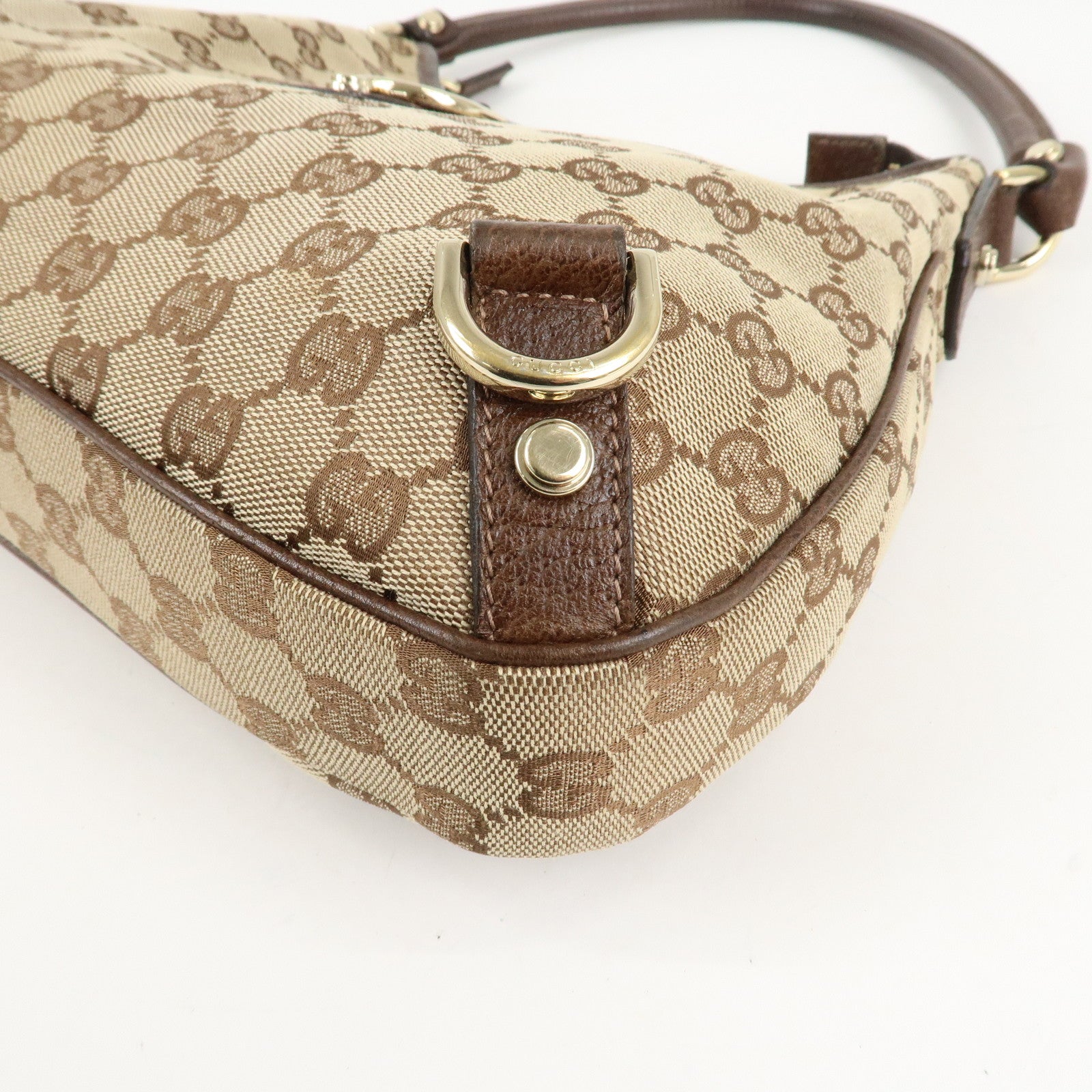 GUCCI Abbey GG Canvas Leather Shoulder Bag Beige Brown 130738 Used