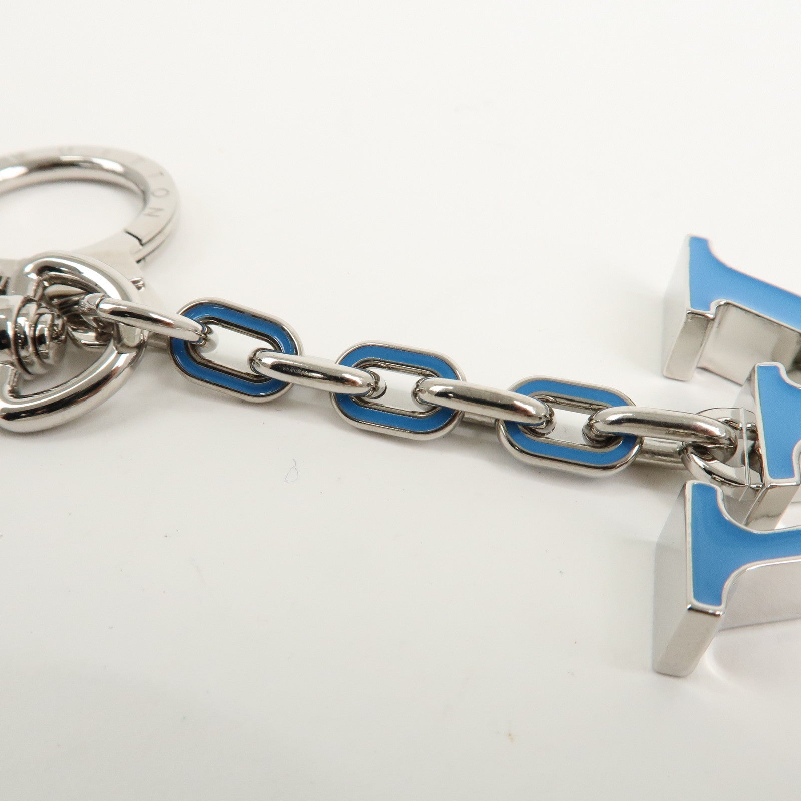 Louis Vuitton Porto Cles Neo LV Soft Key Chain Blue Silver M69303 Used