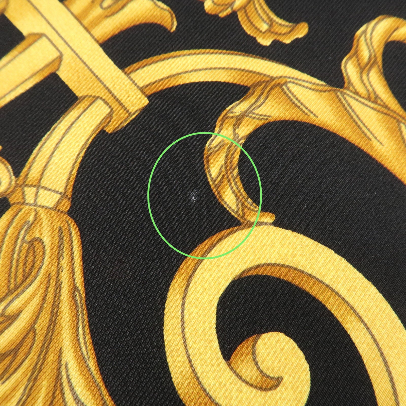 HERMES Silk 100% Carre 90 Scarf LES TUILERIES Black Gold Used