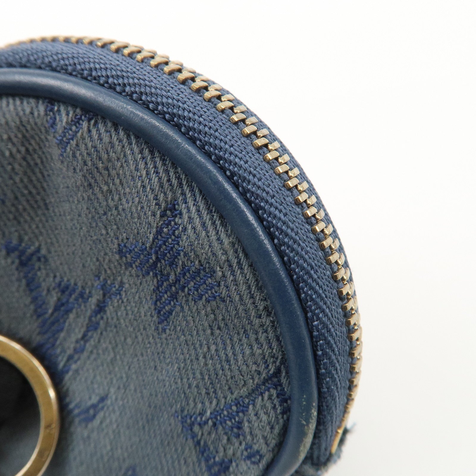 Louis Vuitton Monogram Denim Round Pouch Coin Case Blue M68290 Used