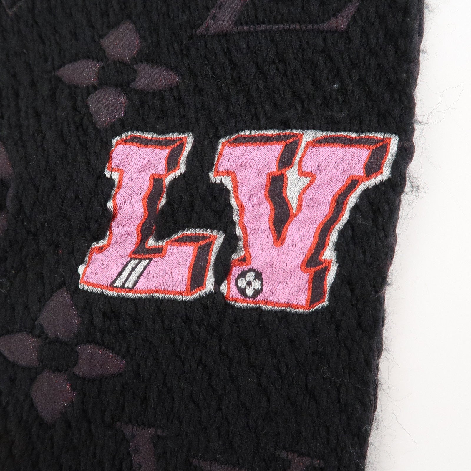 Louis Vuitton Escharpe Logo Mania Stories Scarf Black M71060 Used