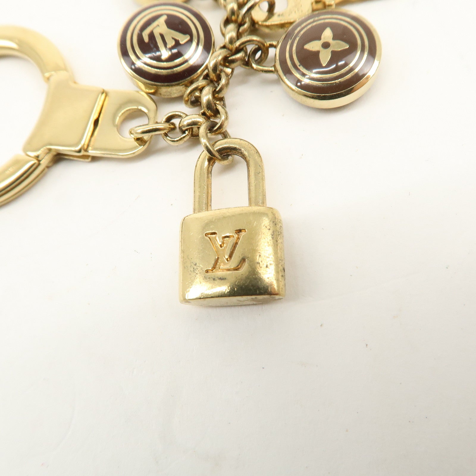 Porte Cles Pastilles Bag Charm Key Charm Gold Brown M65387 Used