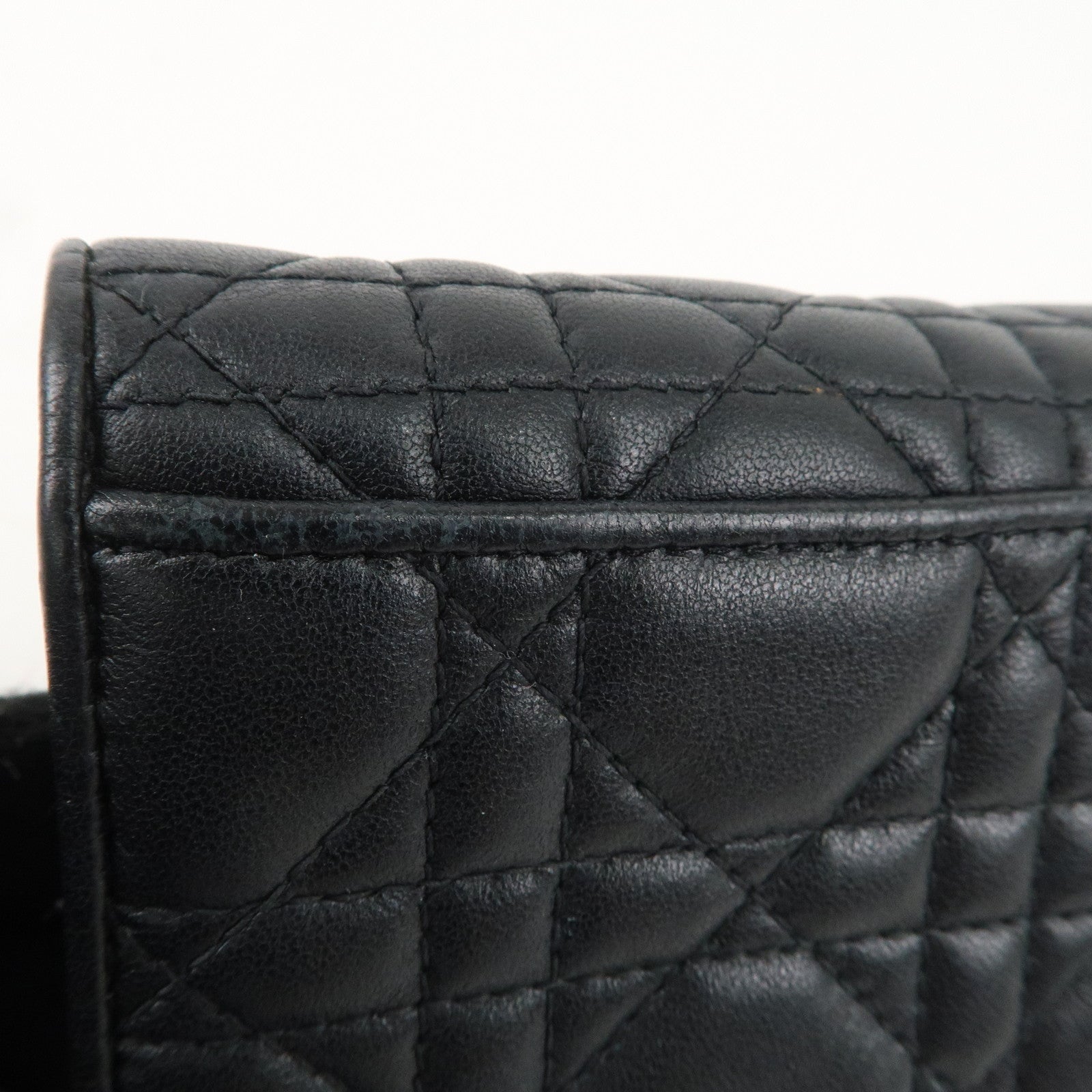 Christian Dior Cannage Lady Dior Leather Lotus Tri-fold Wallet