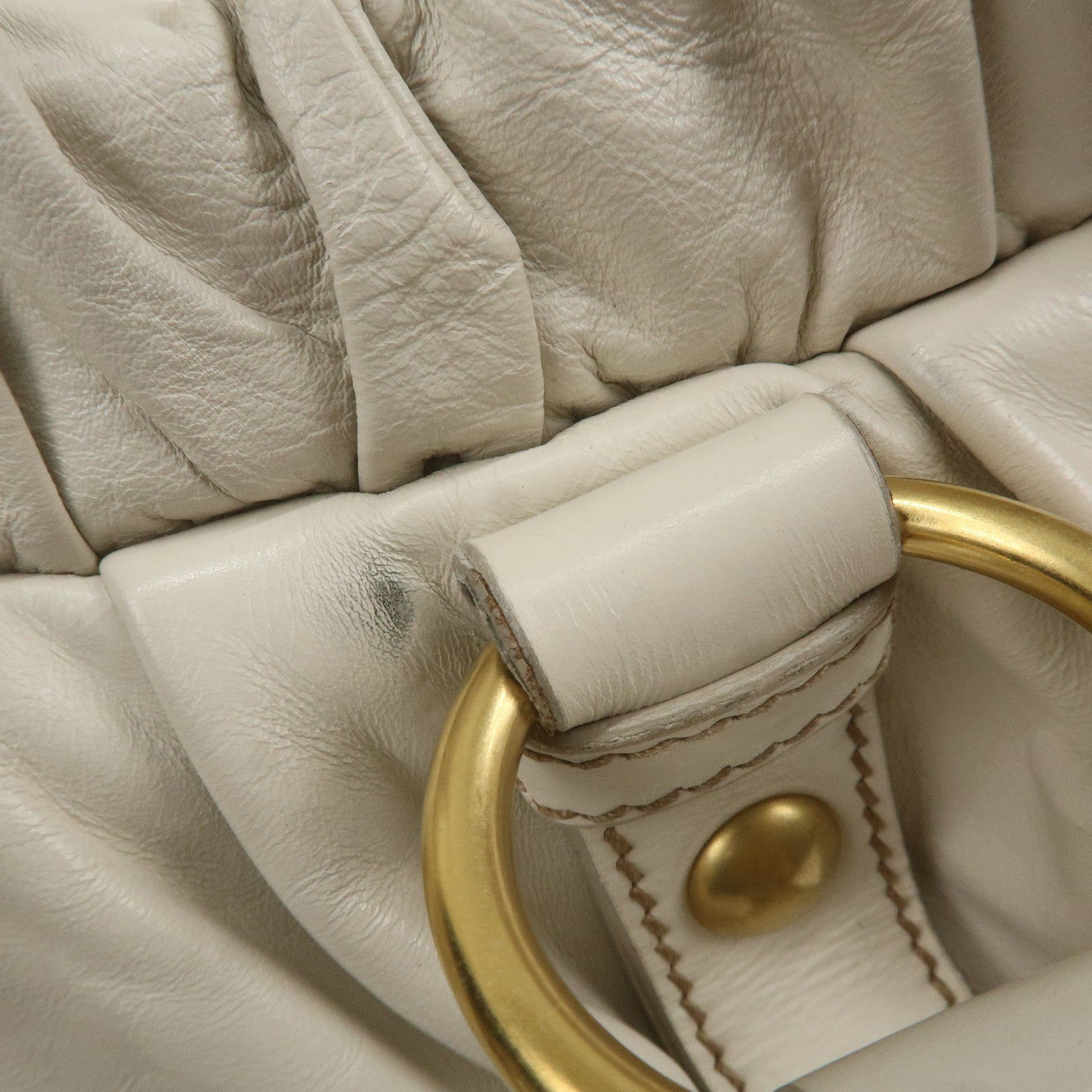 MIU MIU Leather 2WAY Bag Hand Bag White