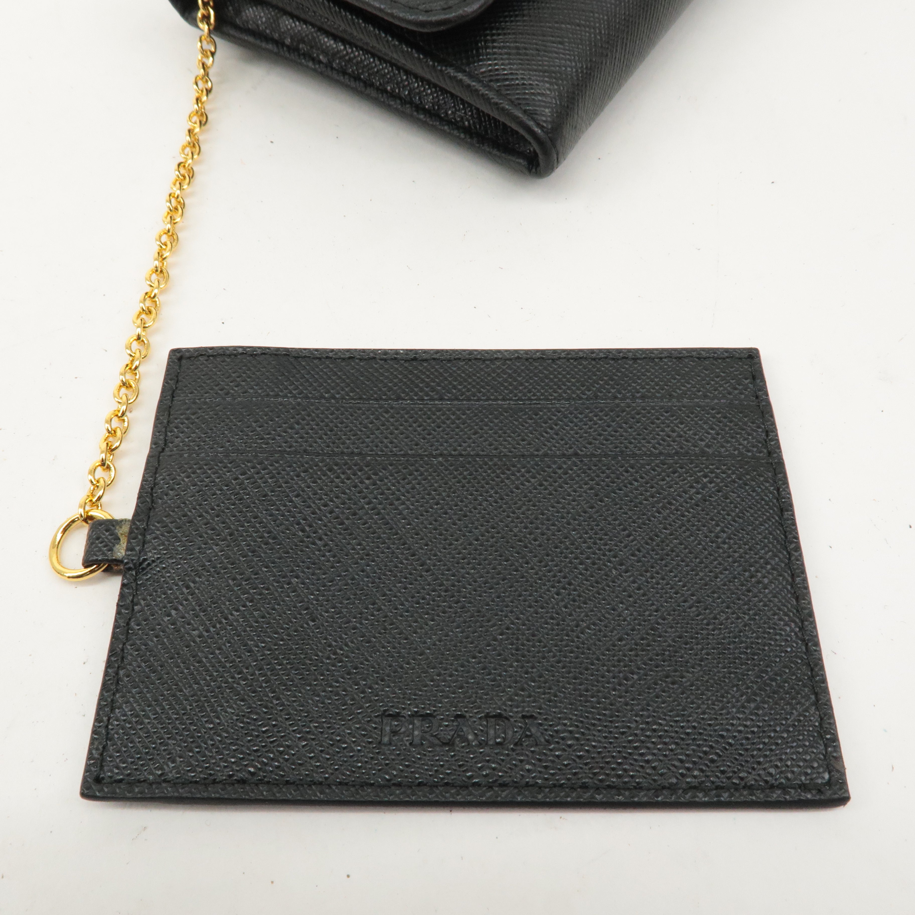 PRADA Saffiano Leather Ribbon Bi-fold Long Wallet Black 1MH132