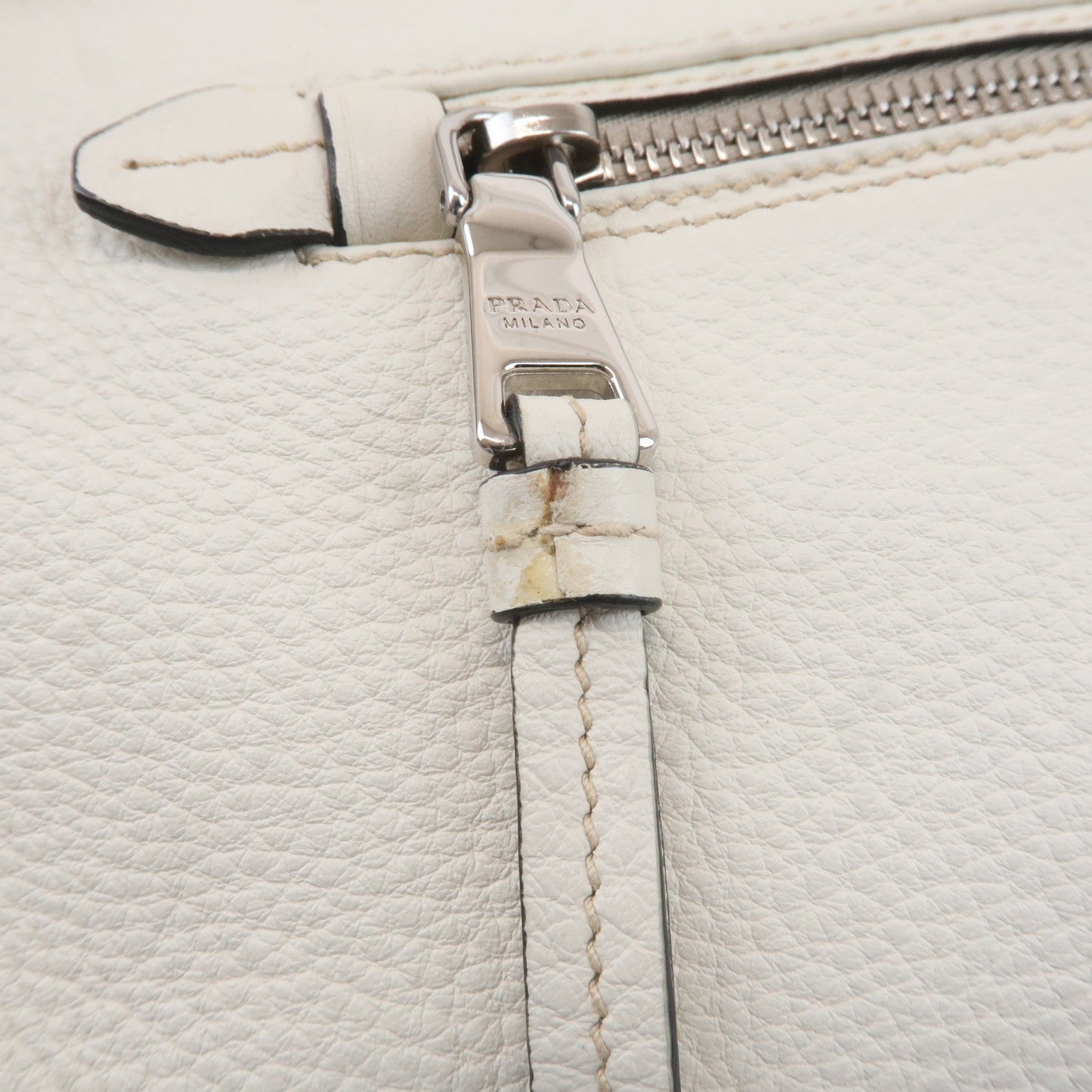 PRADA Leather Vitello Phenix 2WAY Bag Hand Bag White 1BB022