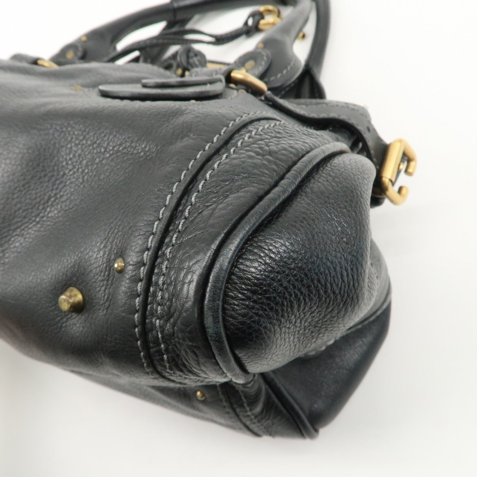 Chloe Paddington Leather Hand Bag Black Gold Hardware