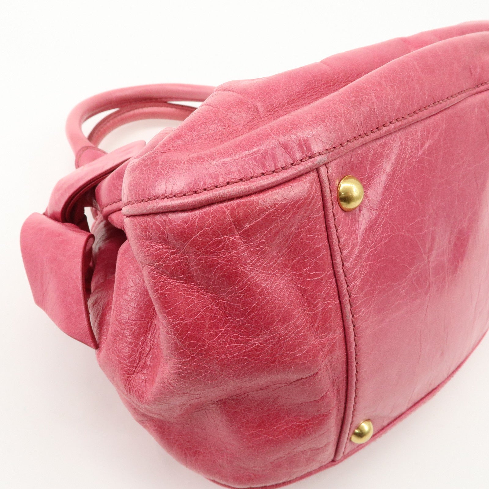 MIU MIU Leather Ribbon 2Way Bag Hand Bag Shoulder Bag Pink Used