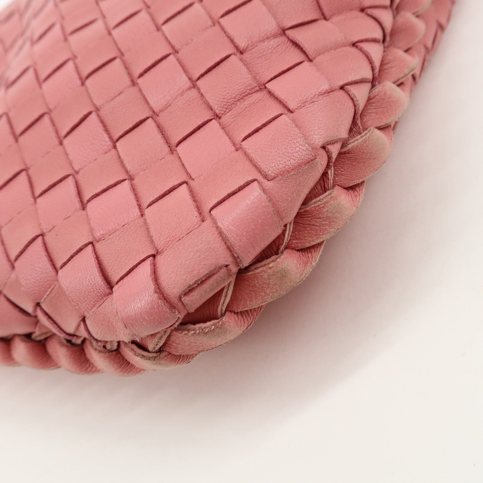 BOTTEGA VENETA Hobo Intrecciato Leather Shoulder Bag Pink 115653