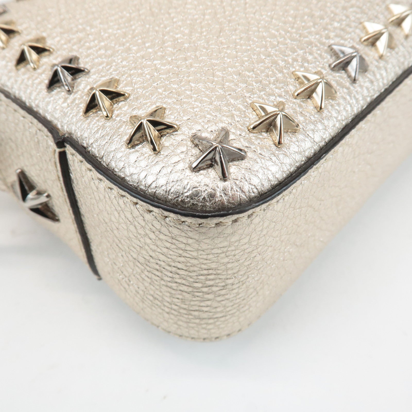 JIMMY CHOO Leather Studs Small Shoulder Bag Silver