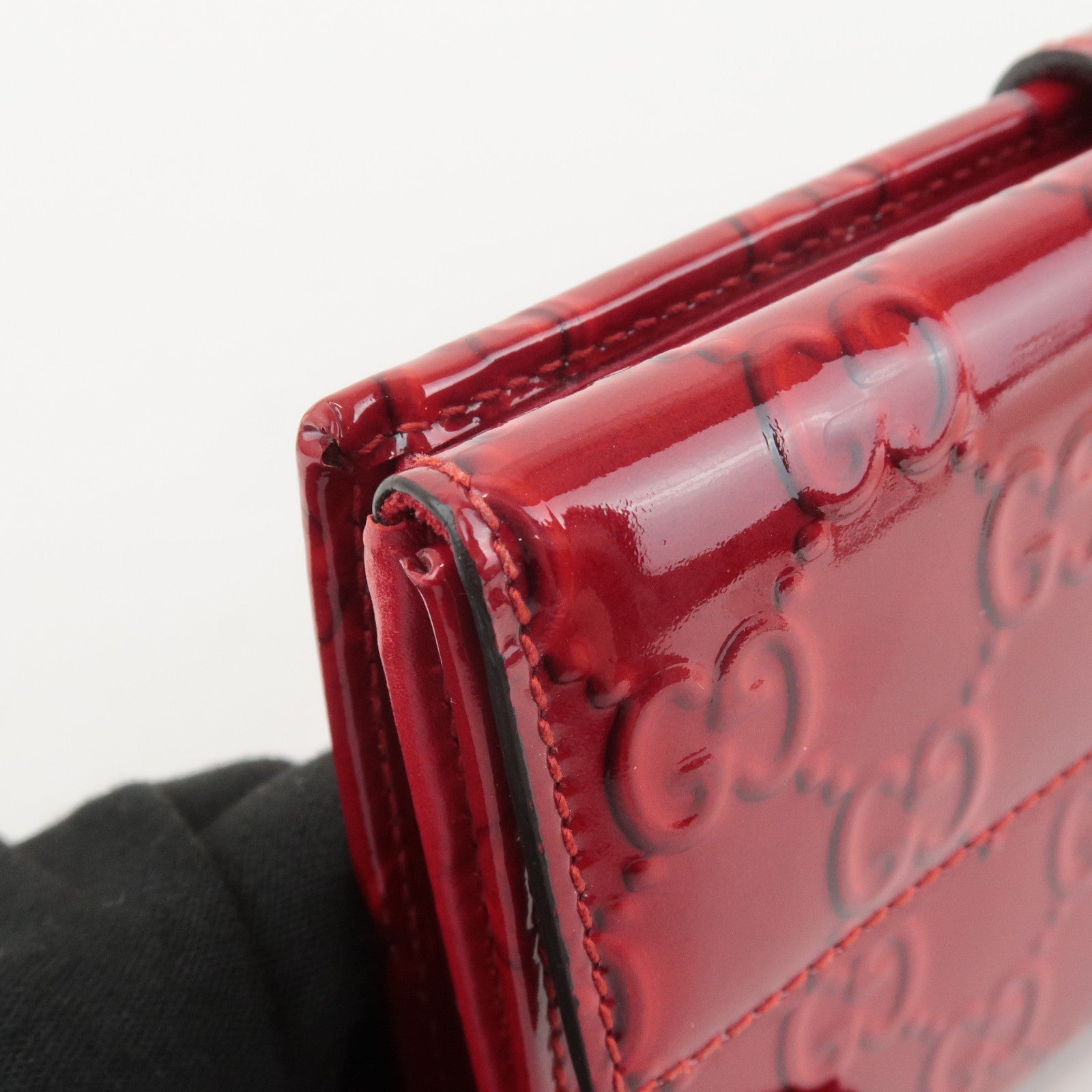 GUCCI Lovely Heart PVC Bi-fold Long Wallet Red 203550 Used