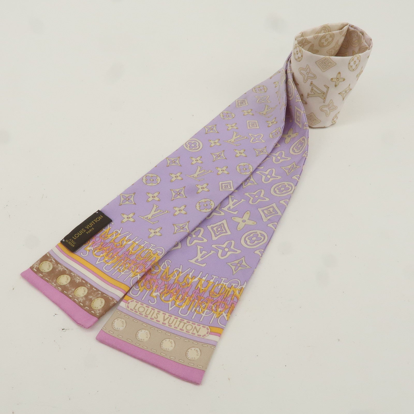 Louis Vuitton Bandeau Gradient Silk 100% Scarf Purple White