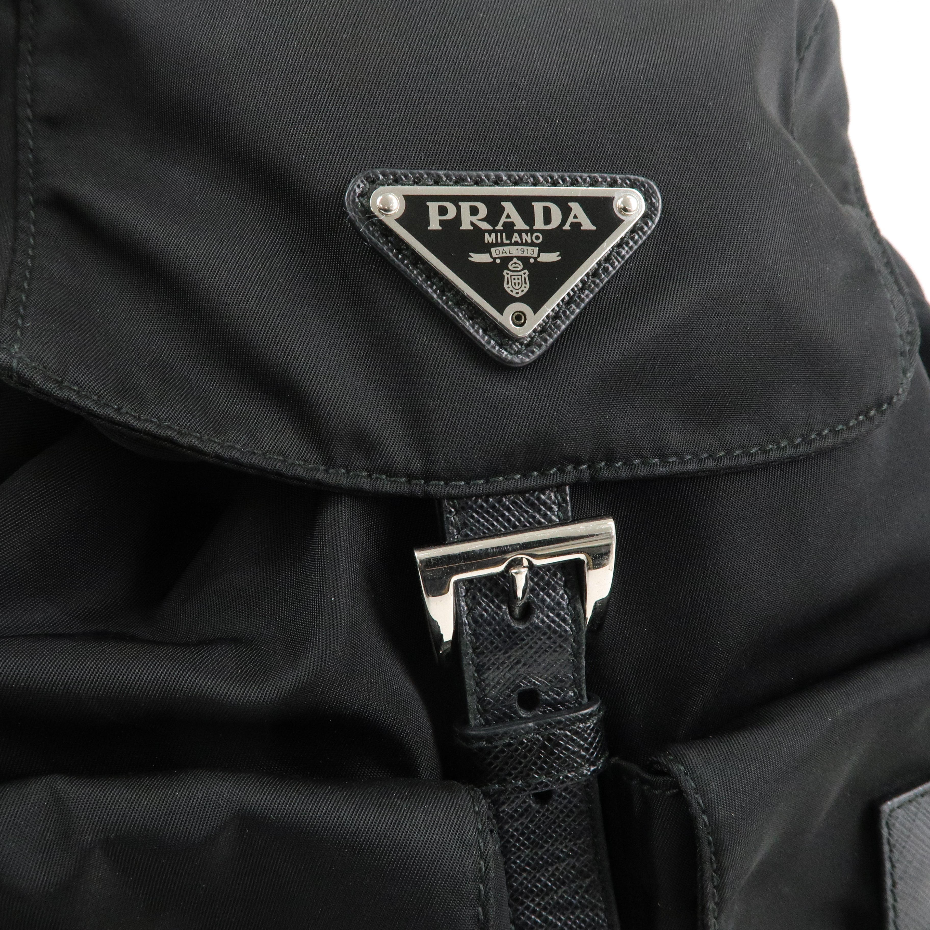 PRADA Nylon Saffiano Leather Rucksack Backpack Black