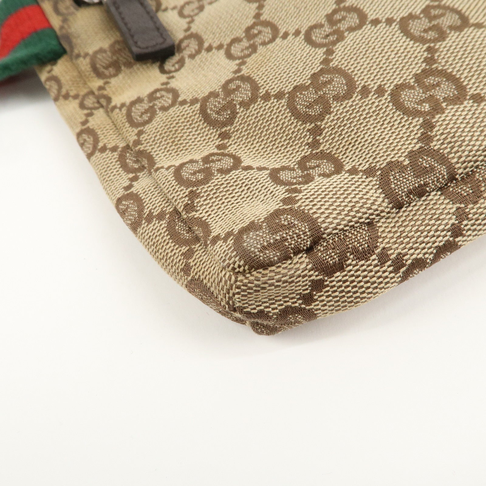 GUCCI GG Canvas Leather Waist Bag Waist Pouch Beige Brown 28566