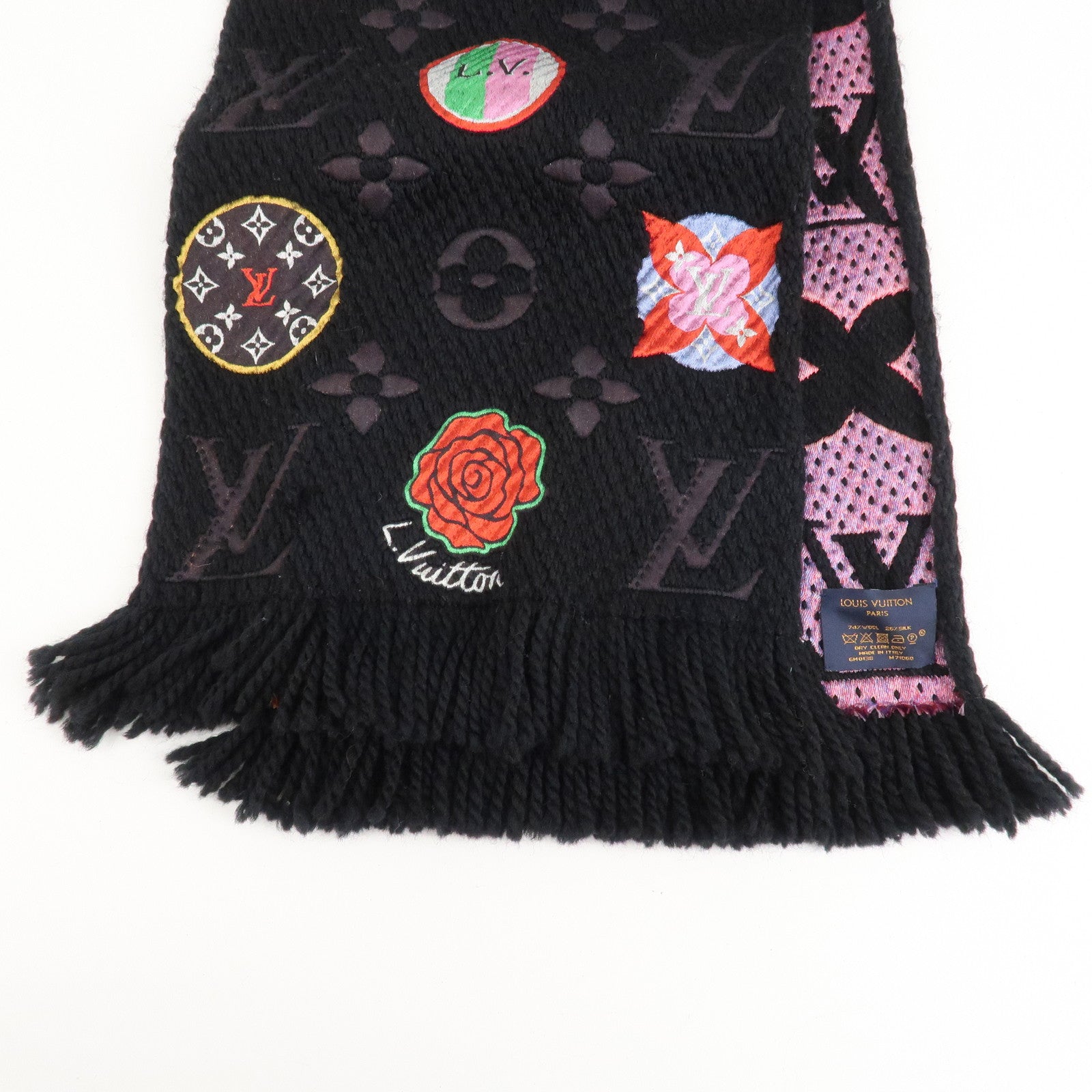 Louis Vuitton Escharpe Logo Mania Stories Scarf Black M71060 Used