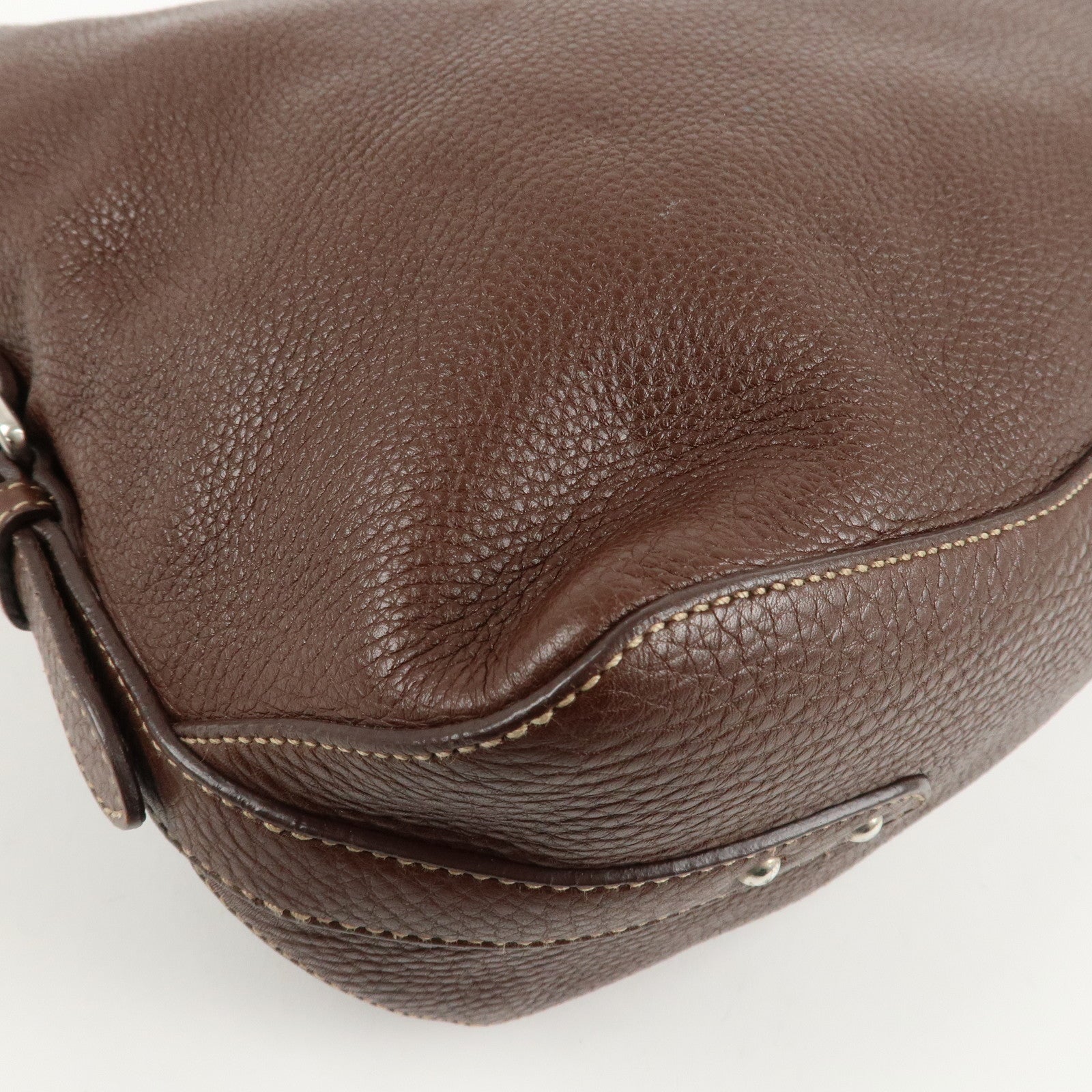 PRADA Leather Shoulder Bag Brown BR3408