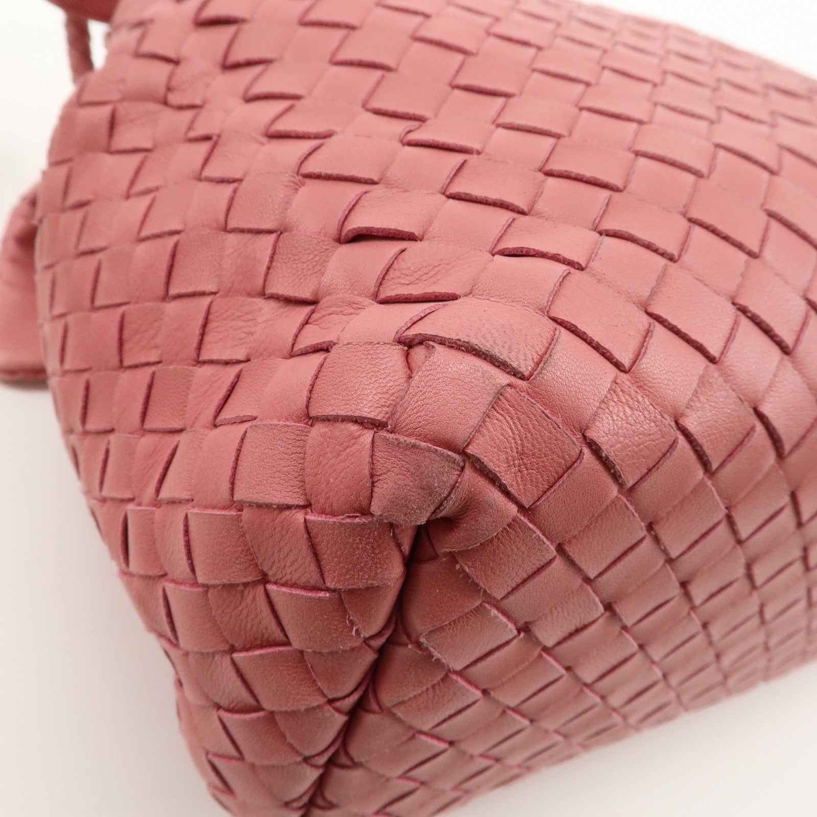 BOTTEGA VENETA Intrecciato Leather Shoulder Bag Pink 162117