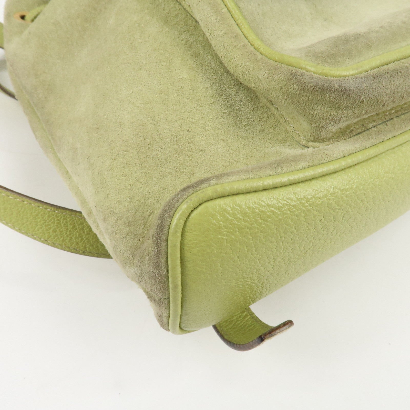 GUCCI Bamboo Suede Leather Backpack Light Green 003.1956.0030