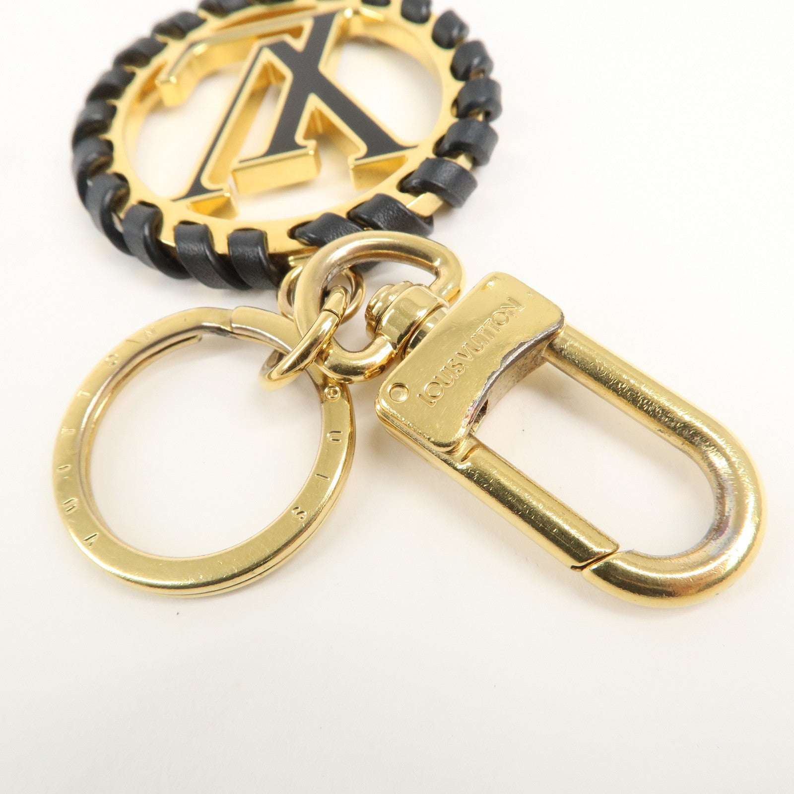 Louis Vuitton Berry Bag Charm Key Holder Gold Black M63082