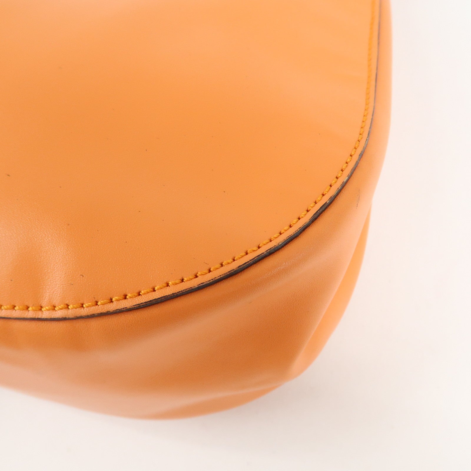 CELINE Leather Shoulder Bag Orange Used