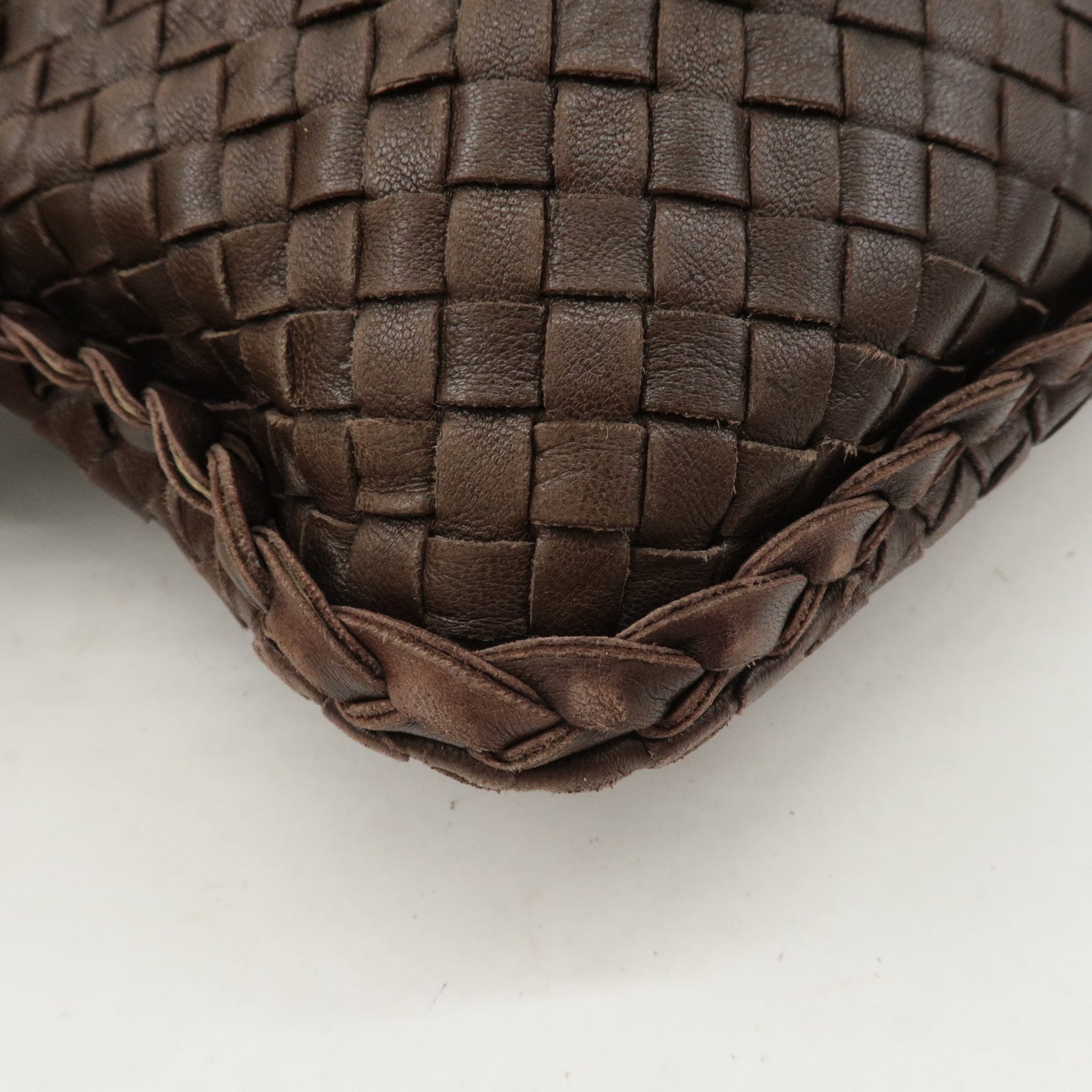 BOTTEGA VENETA Intrecciato Hobo Leather Shoulder Bag Brown 115654