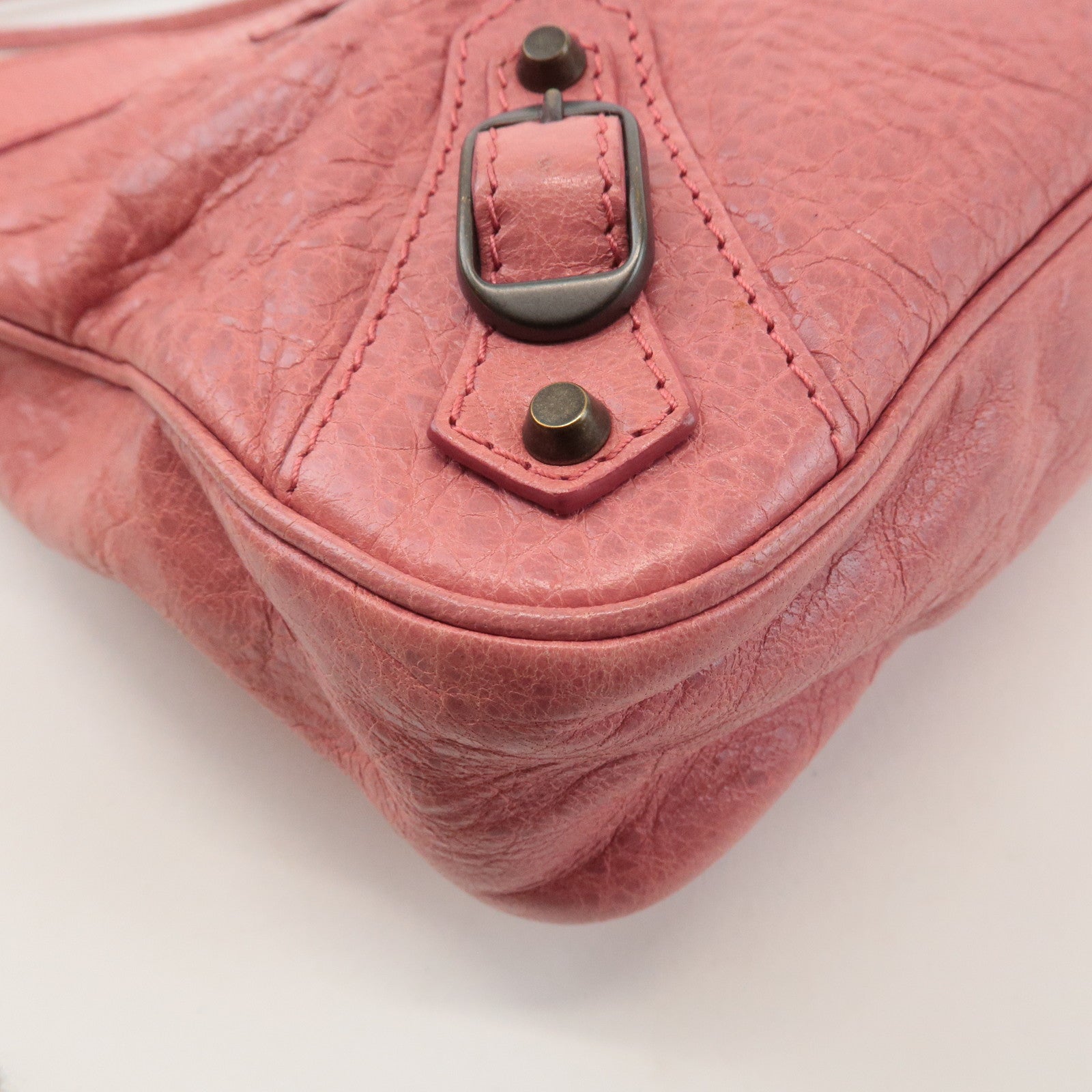 BALENCIAGA The Hip Leather Shoulder Bag Pink 242803