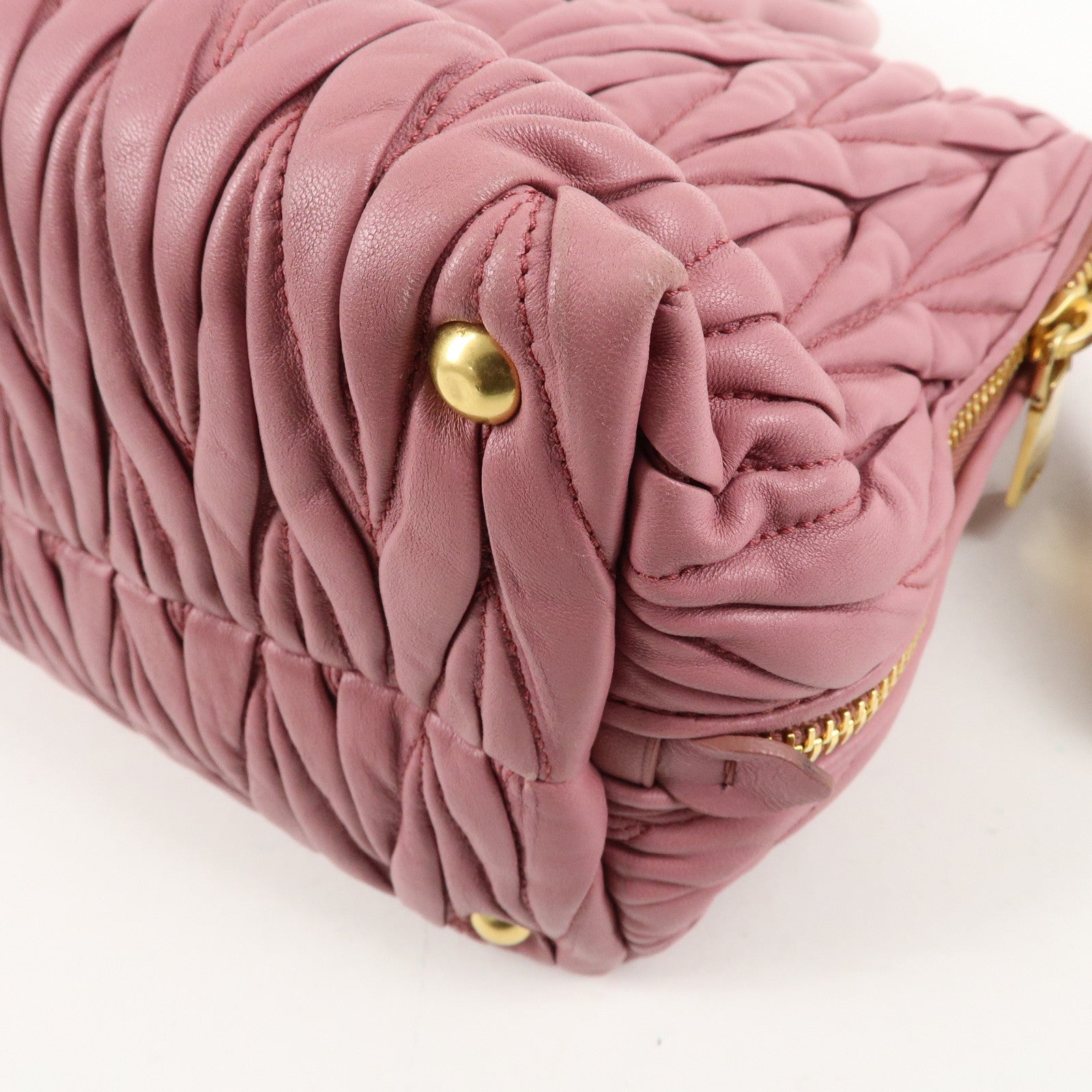 MIU MIU Matelasse Leather 2way Bag Shoulder Hand Bag Pink