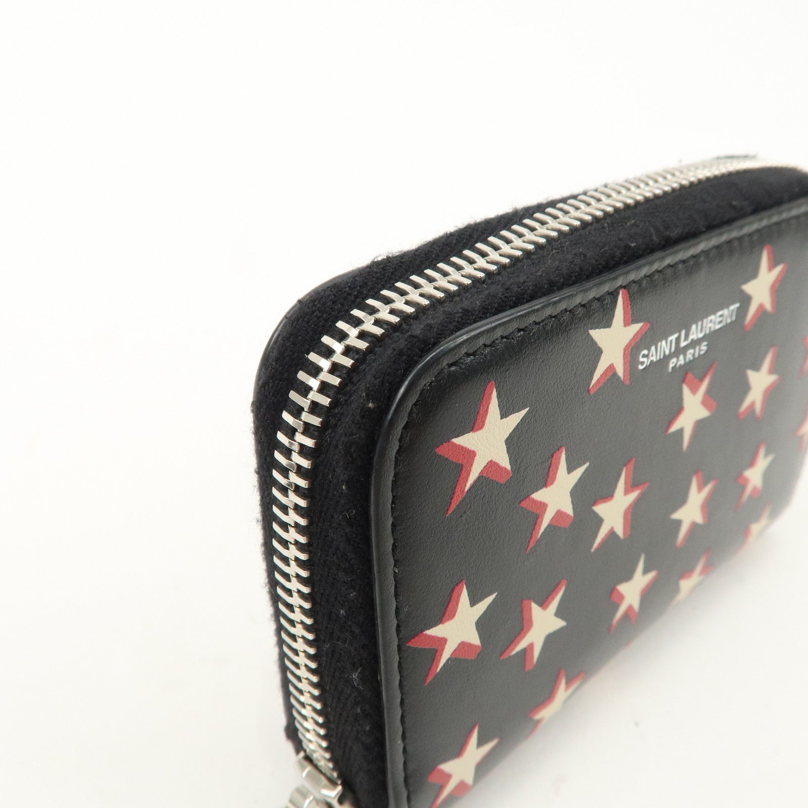 Saint Laurent Paris Leather Coin Case Case Star Print Black