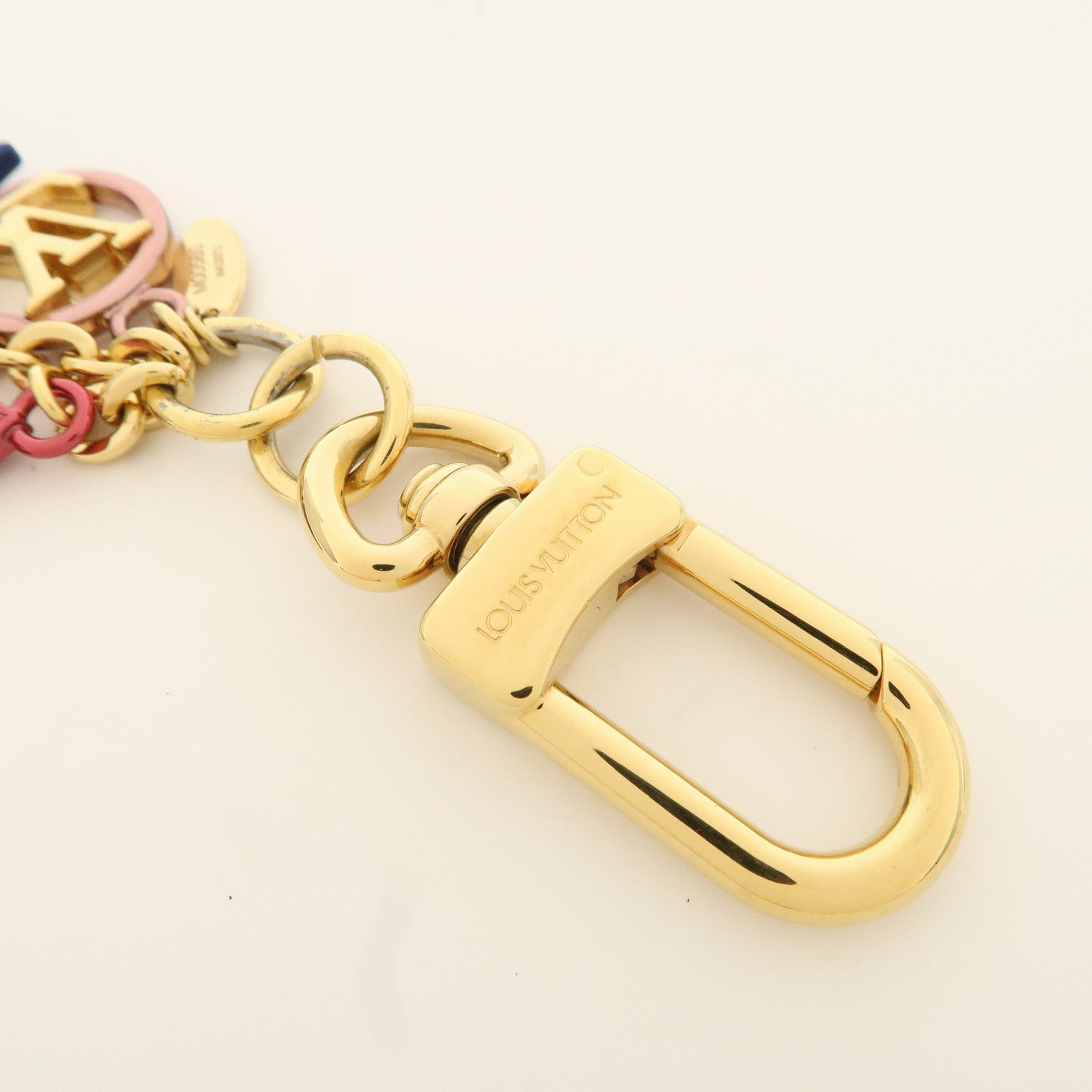 Louis Vuitton Porte Cles LV Nanogram Bag Charm Gold Pink M00560 Used