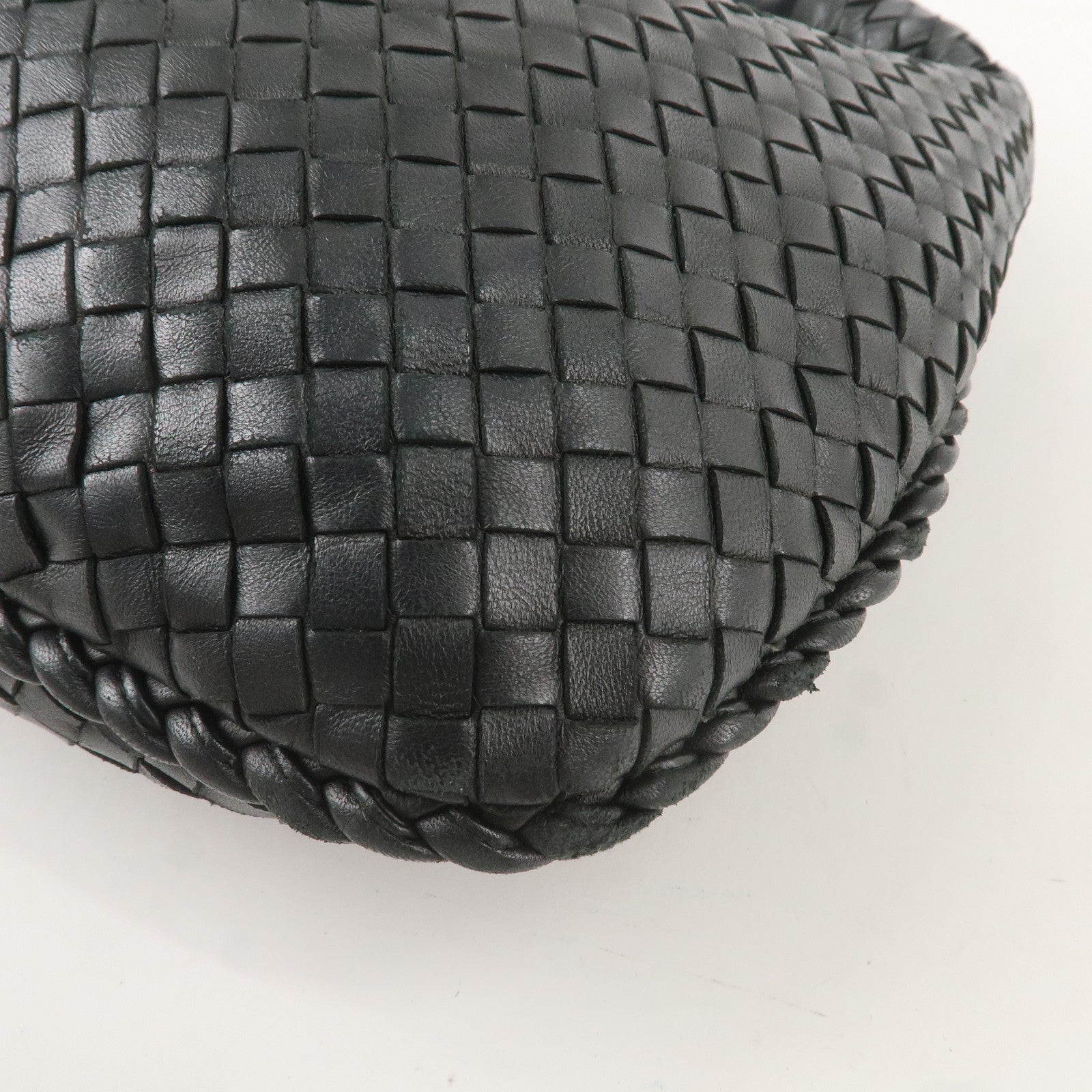 BOTTEGA VENETA Intrecciato Leather Shoulder Bag  Black