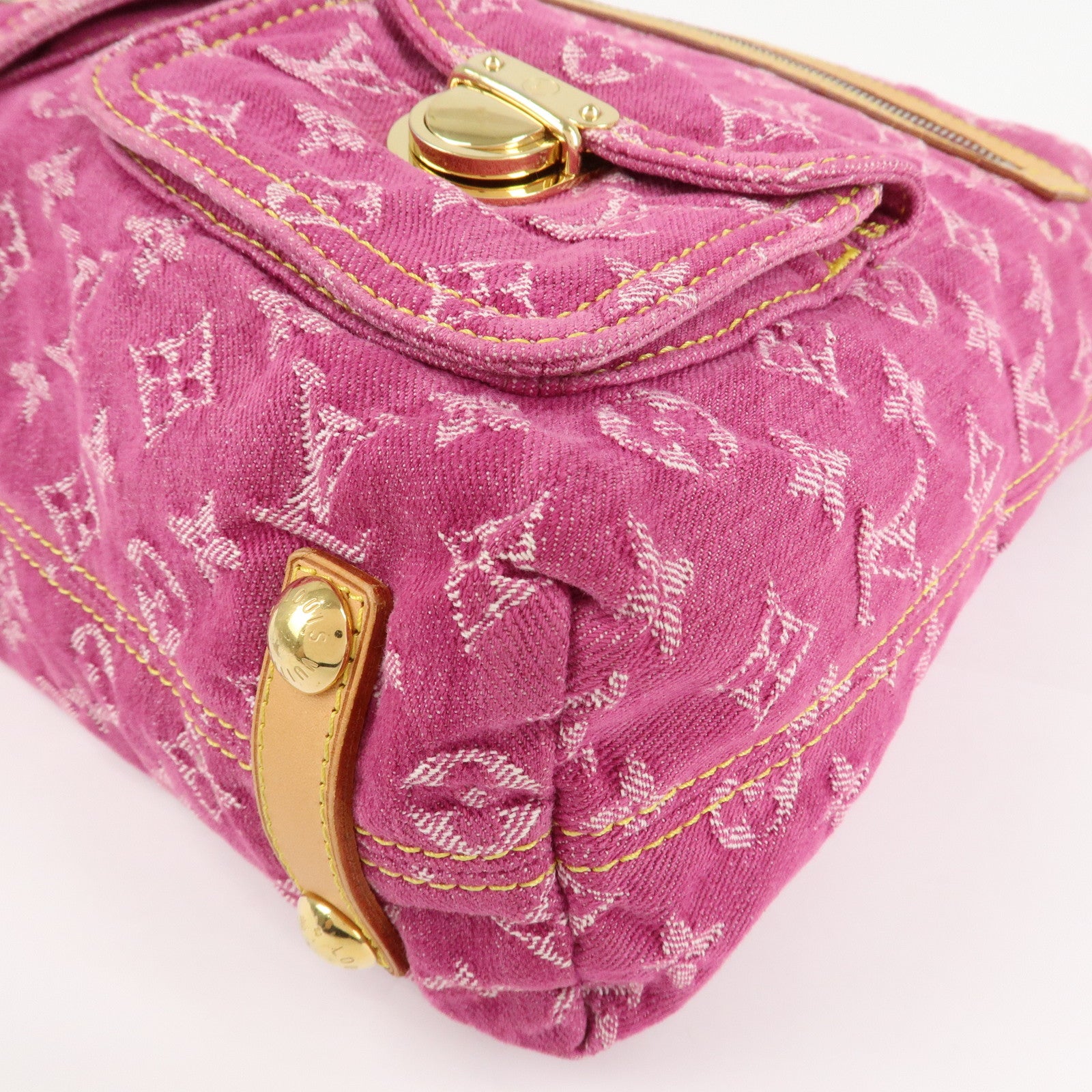 Louis Vuitton Monogram Denim Baggy GM Shoulder Bag Fuchsia M95210 Used