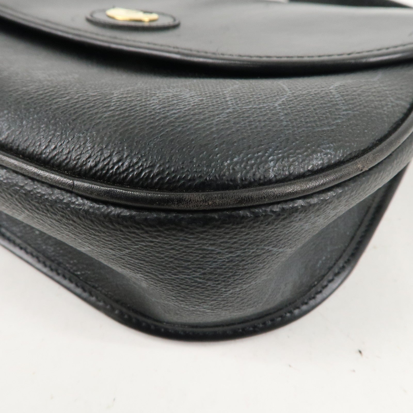 Christian Dior Honeycomb PVC Leather Shoulder Bag Black