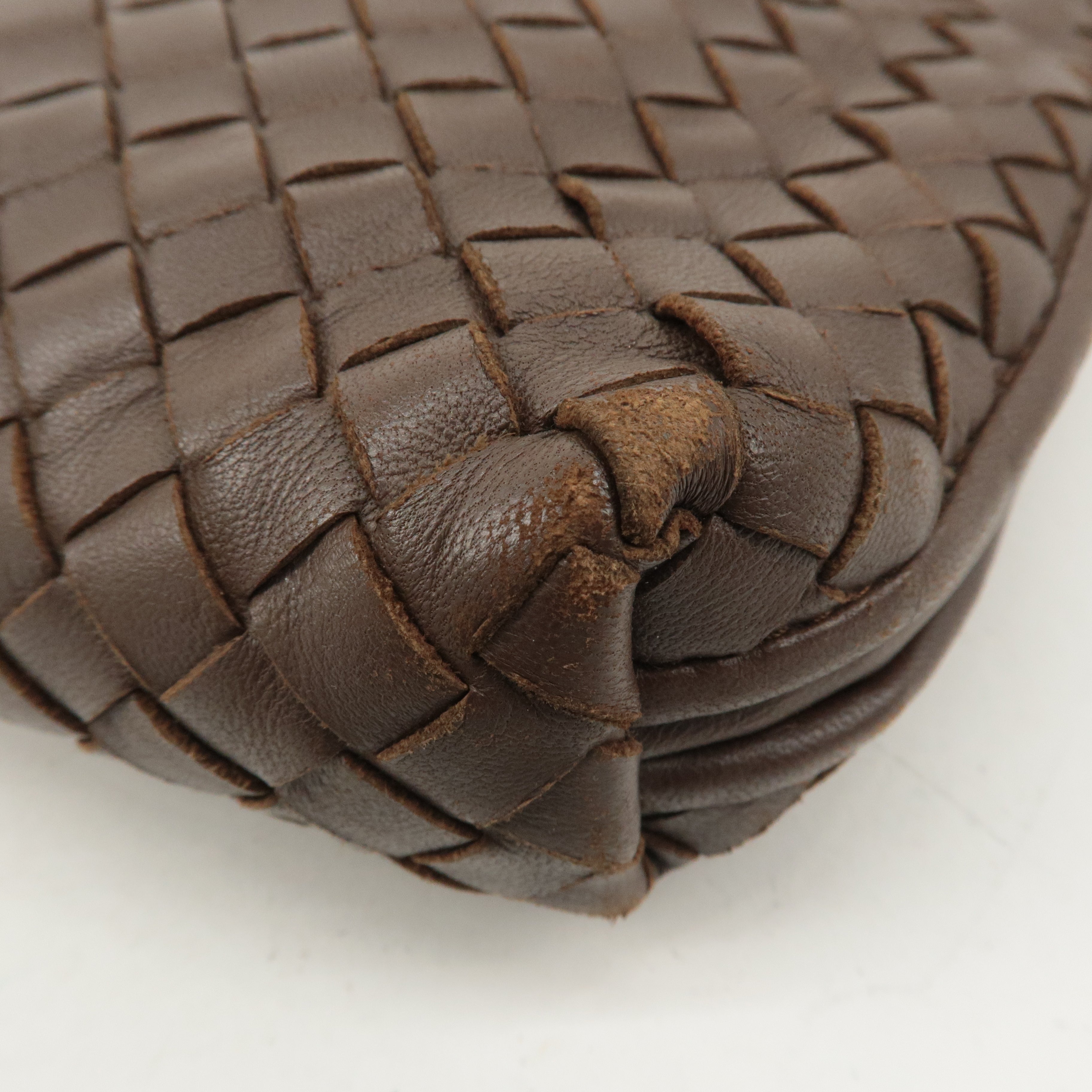 BOTTEGA VENETA Intrecciato Leather Shoulder Bag Brown