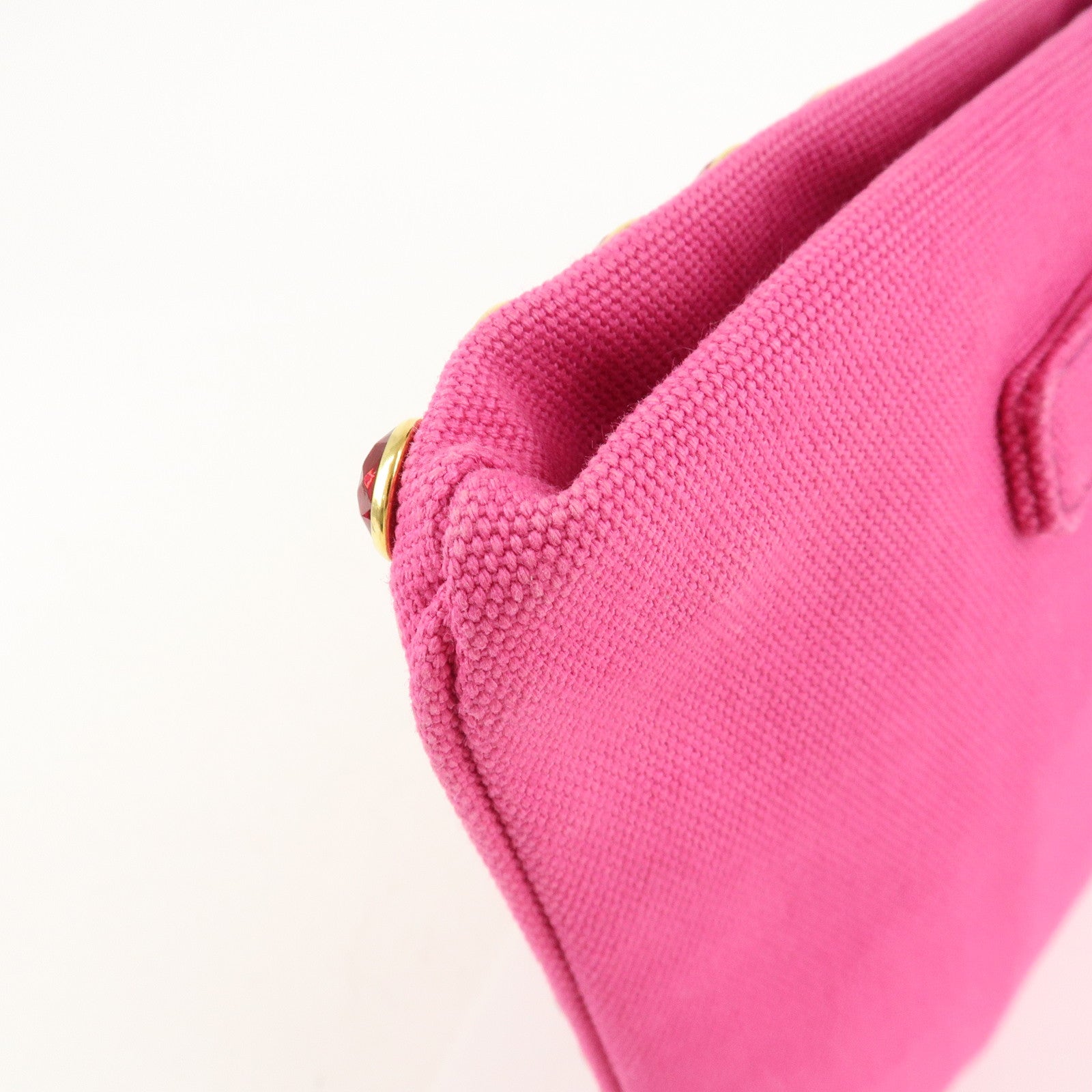 PRADA Canvas Bijoux Studded Clutch Bag Pink BP521O Used