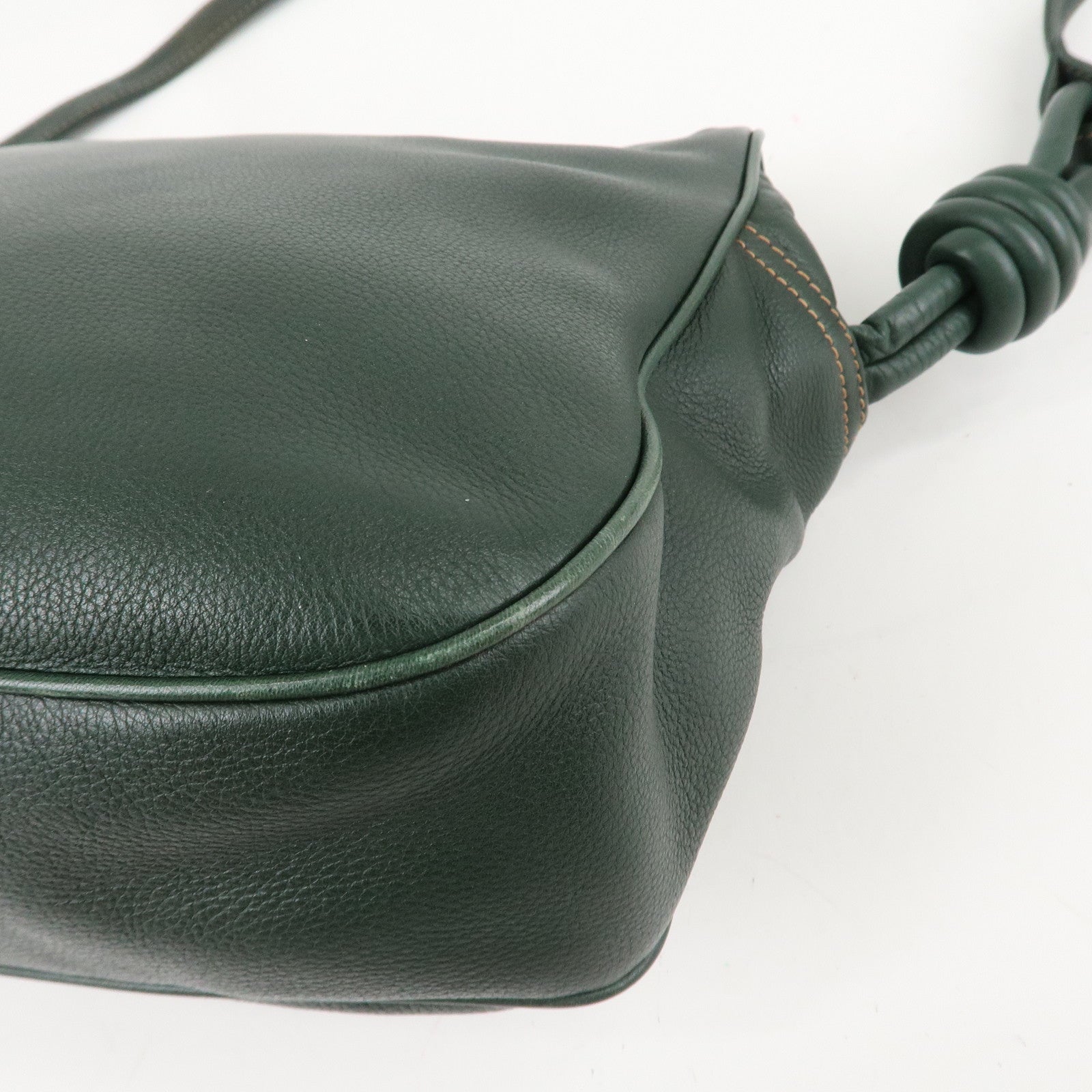 LOEWE Anagram Leather Knot Shoudler Bag Cross Body Bag Green Used