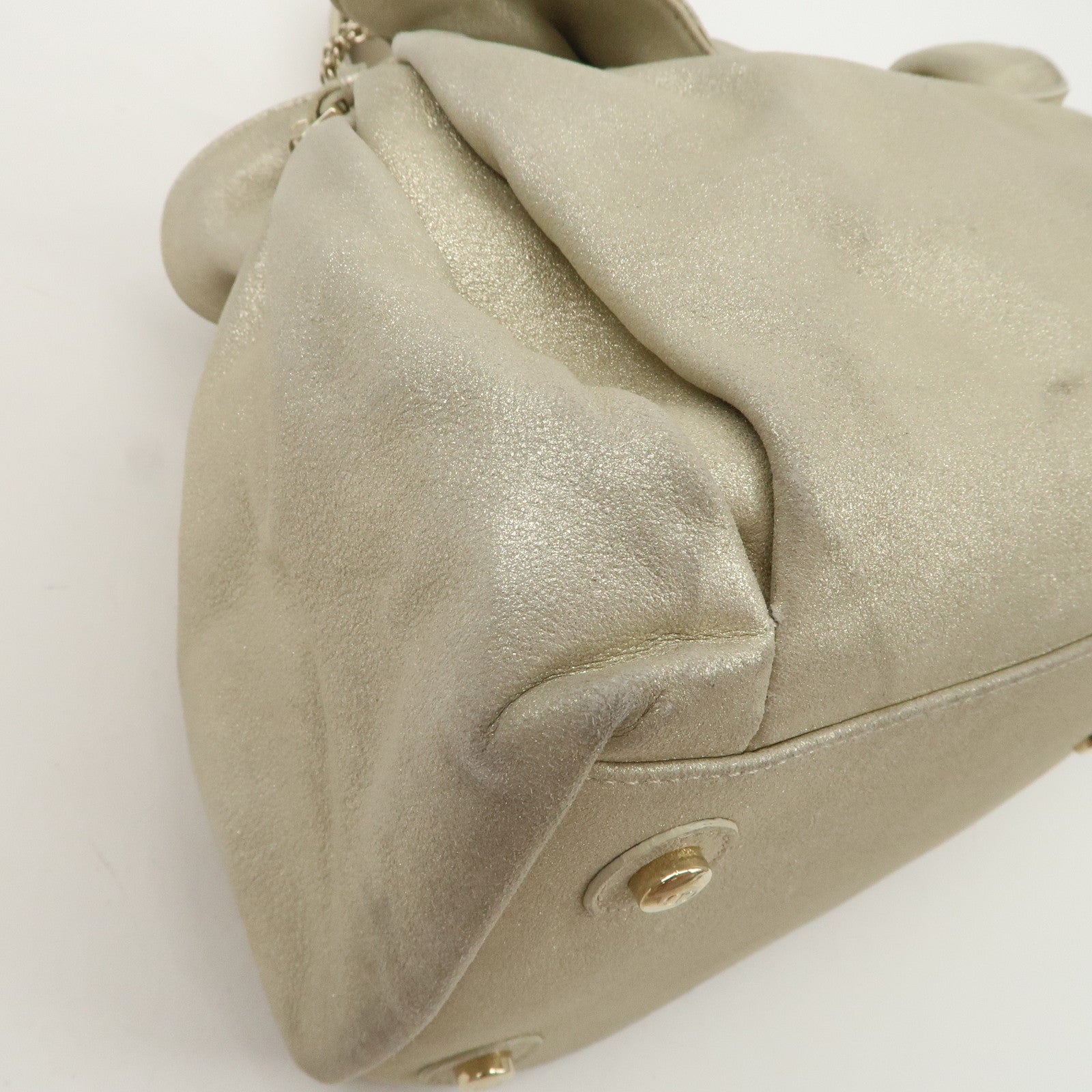 Christian Dior Leather Chain Shoulder Bag Tote Bag Silver