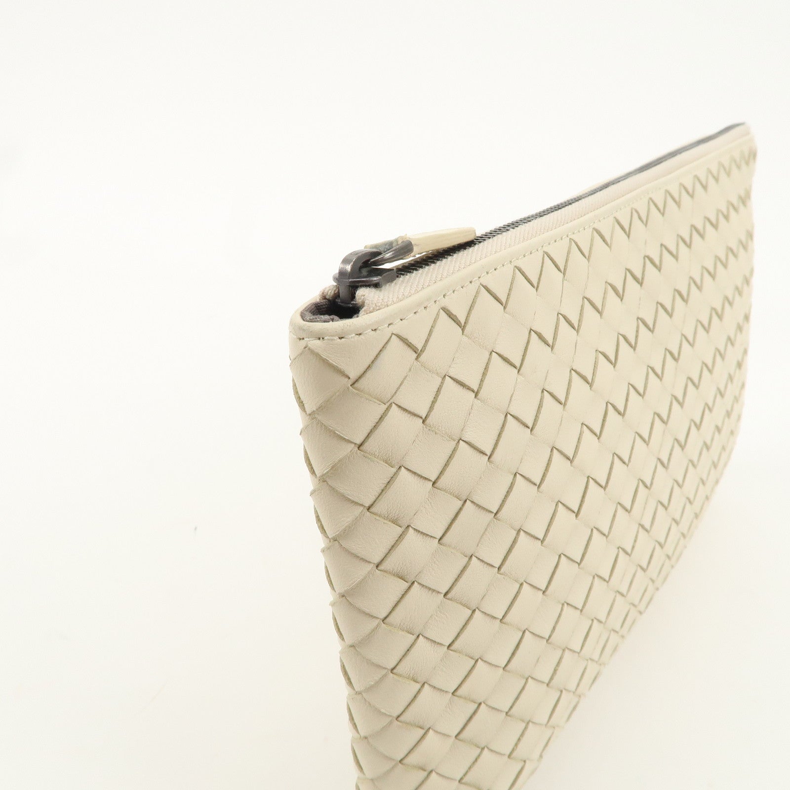 BOTTEGA VENETA Intrecciato Leather Pouch Cosmetic Pouch Ivory