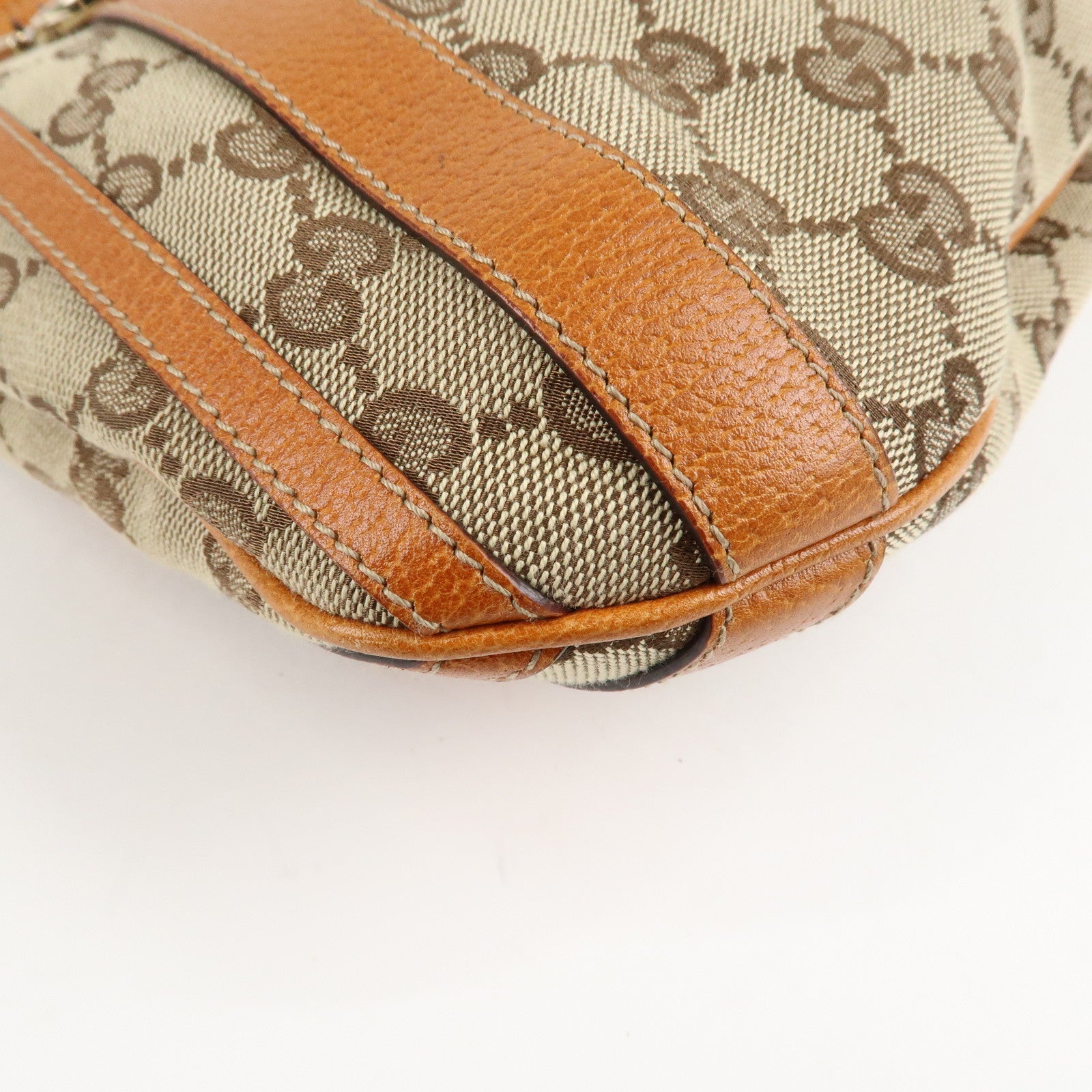 GUCCI GG Canvas Leather 2Way Shoulder Bag Beige Brown 146246