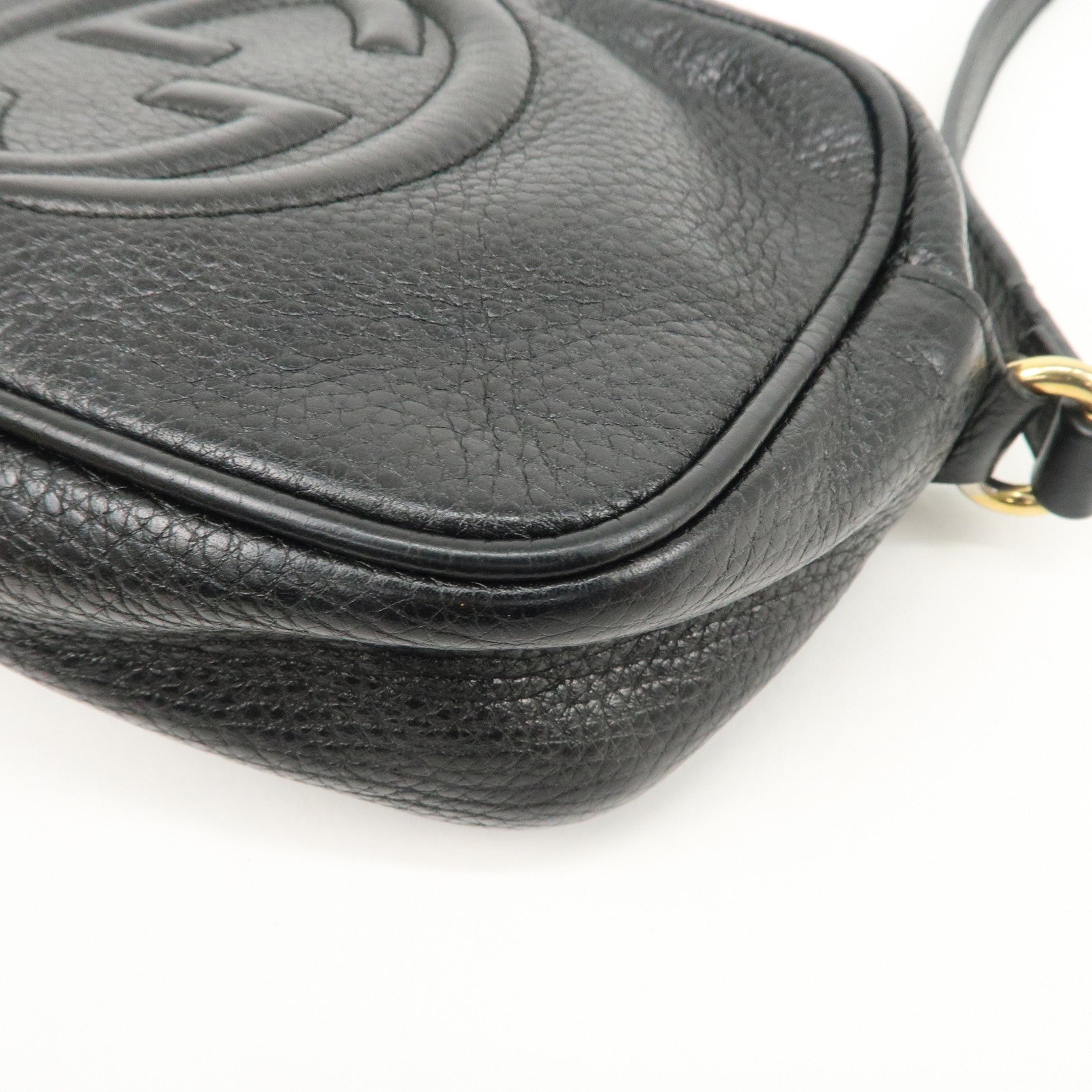 GUCCI Soho Interlocking G Leather Shoulder Bag Black 347994 Used