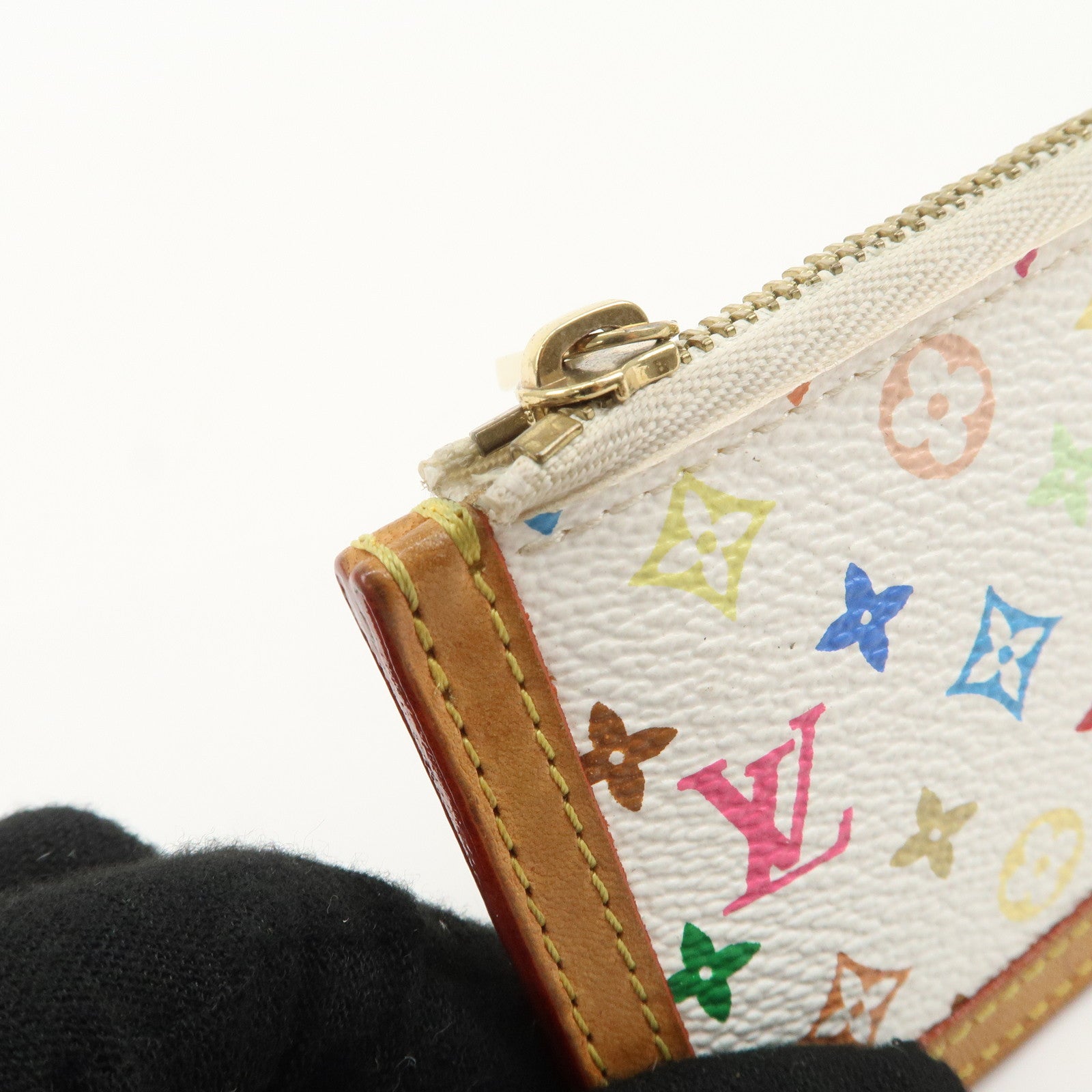 Louis Vuitton Monogram Multicolor Pochette Cles Blanc M92655