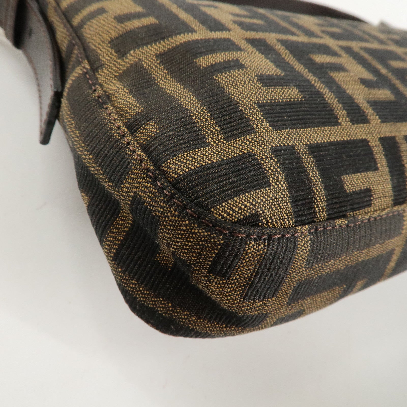 FENDI Mamma Baguette Zucca Canvas Leathr Shoulder Bag 214526424099 Used