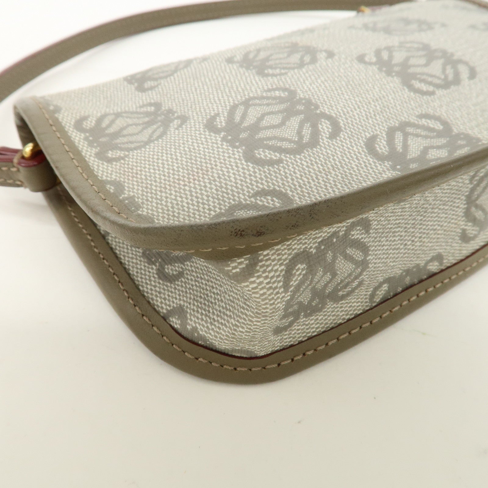 LOEWE Anaglam PVC Leather Accessory Pouch Hand Bag Gray