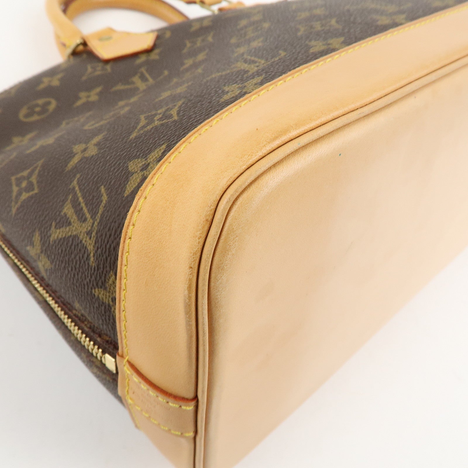 Louis Vuitton Monogram Alma Hand Bag Brown Gold Hardware M51130