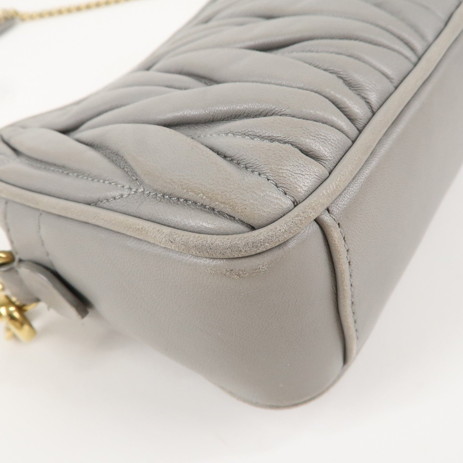 MIU MIU Matelasse Leather Chain Shoulder Bag Gray