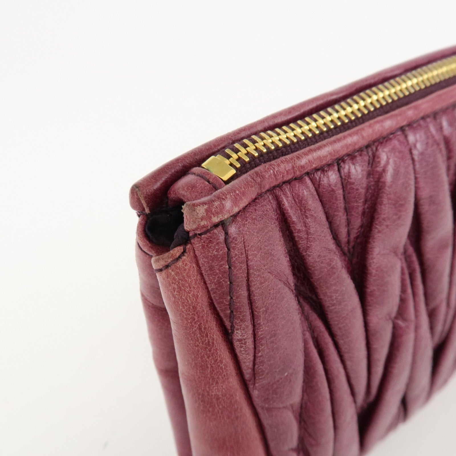 MIU MIU Matelasse Leather Pouch Clutch Bag Second Bag Purple Used