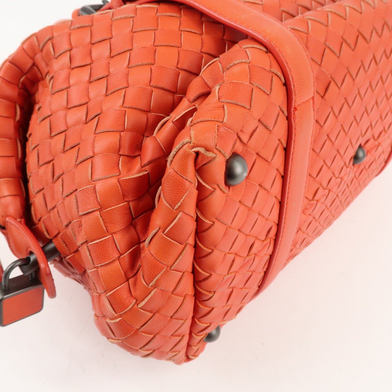 BOTTEGA VENETA Intrecciato Leather Boston Montaigne Bag Orange