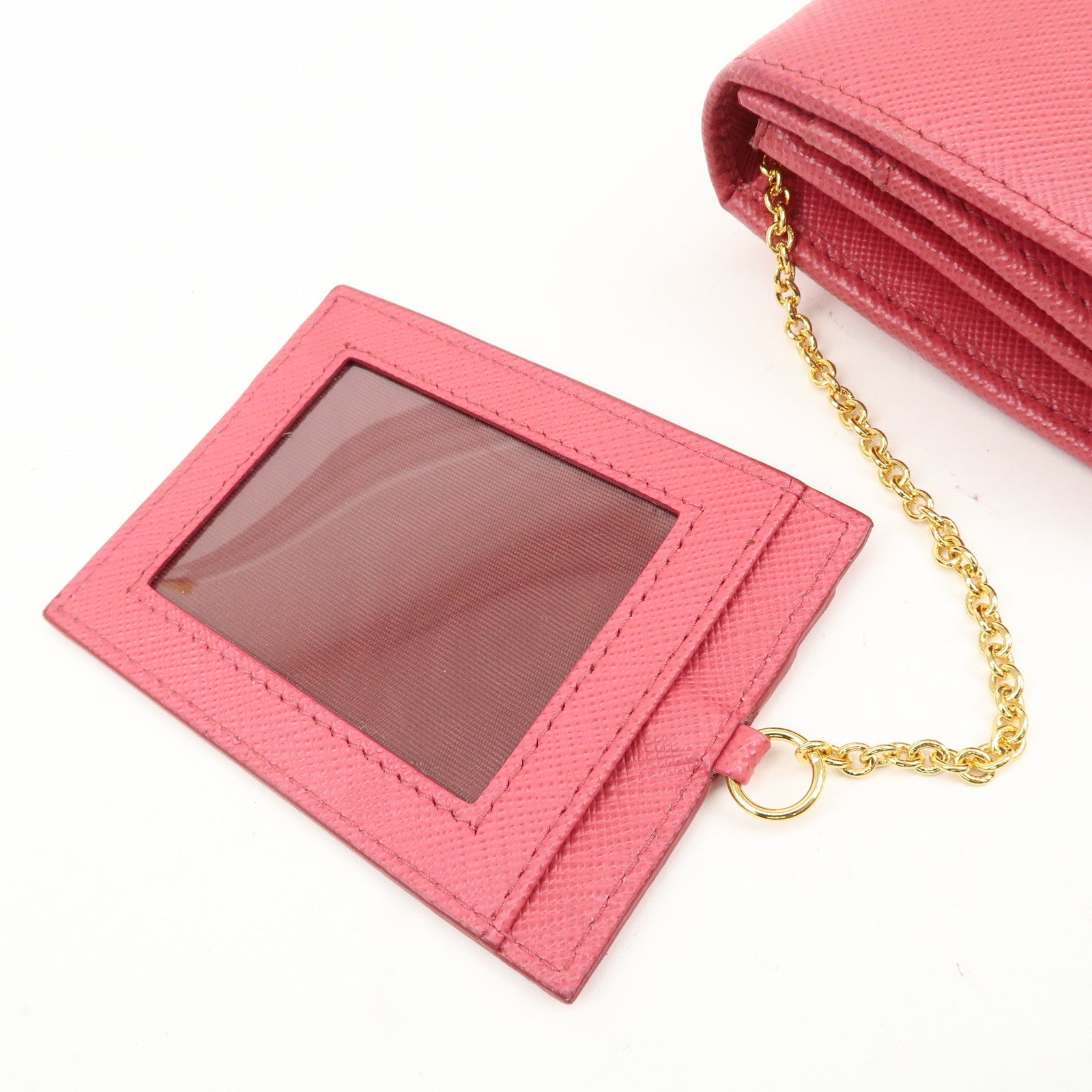 PRADA Saffiano Leather Bi Fold Long Wallet Pink 1MH132