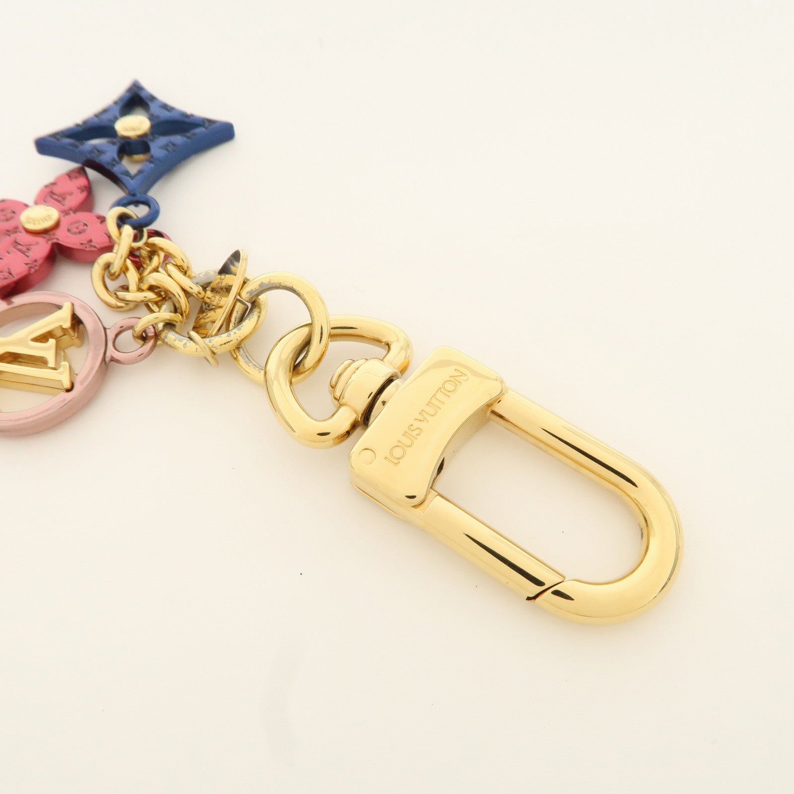 Louis Vuitton Porte Cles LV Nanogram Bag Charm Gold Pink M00560 Used