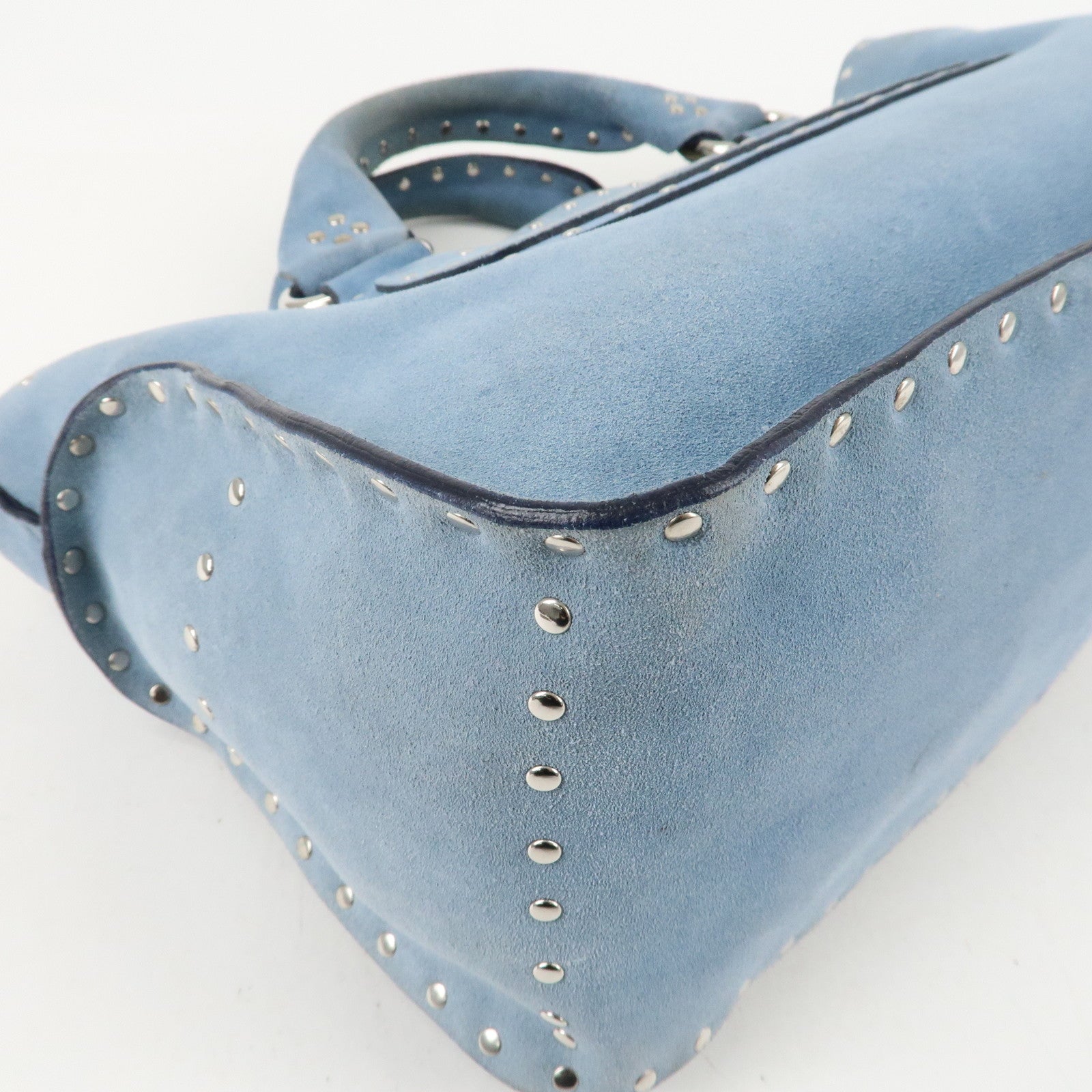 CELINE Suede Hand Bag Tote Bag Blue CE00/23 Used