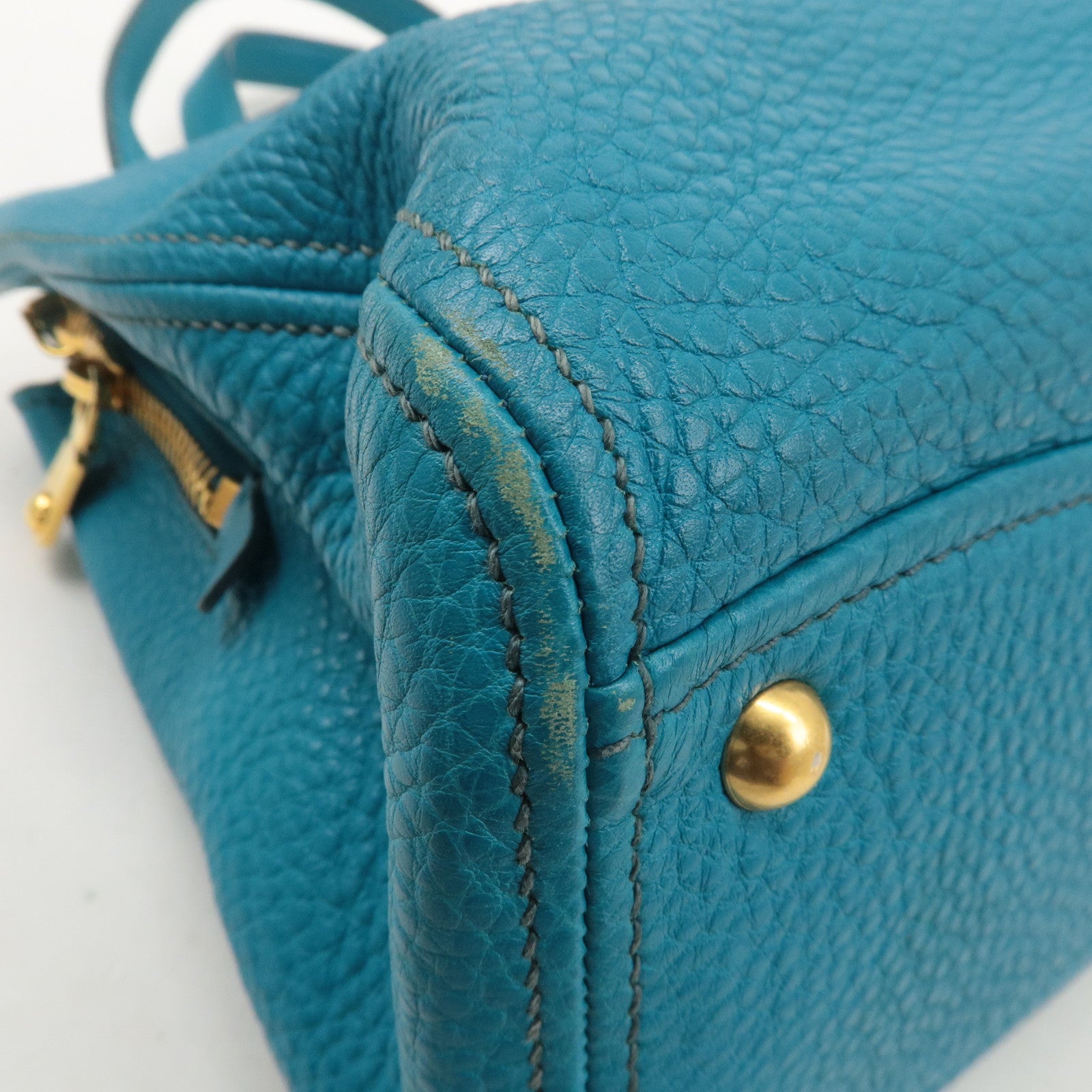 MIU MIU Leather 2Way Bag Hand Bag Shoulder Bag Turquoise Blue